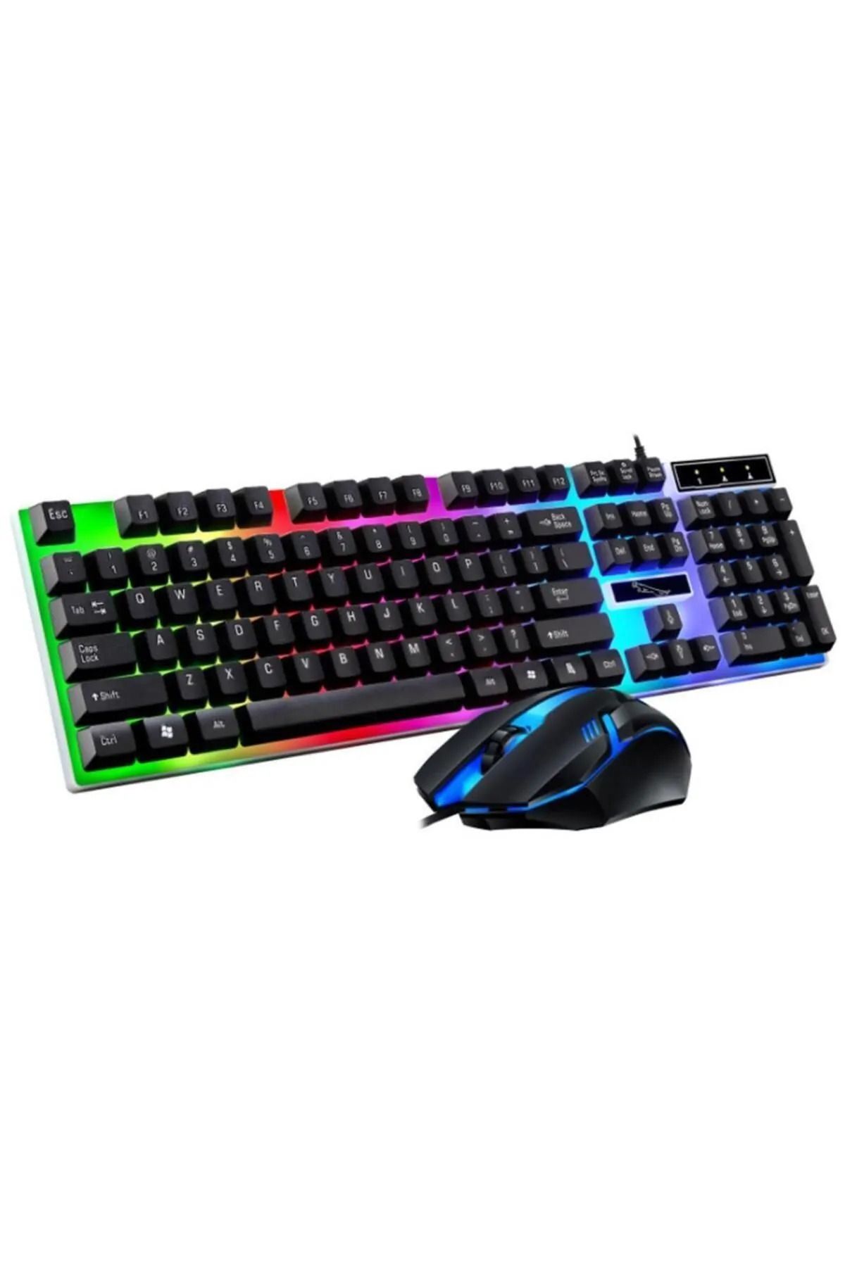 Sarftech Kablolu USB Türkçe Q Multi Fonksiyonlu 104 Tuş Reinbow Aydınlatmalı Gaming Oyuncu Klavye Mouse Set