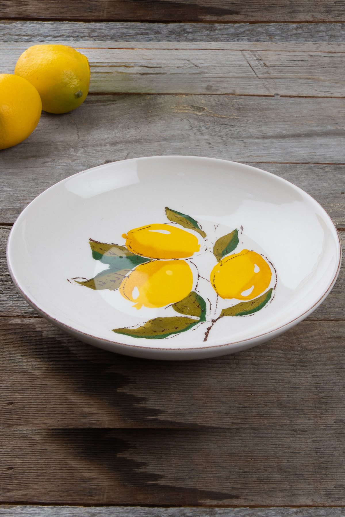 Lemon Pattern Handmade Organic Deep Dinner Plate 22 Cm