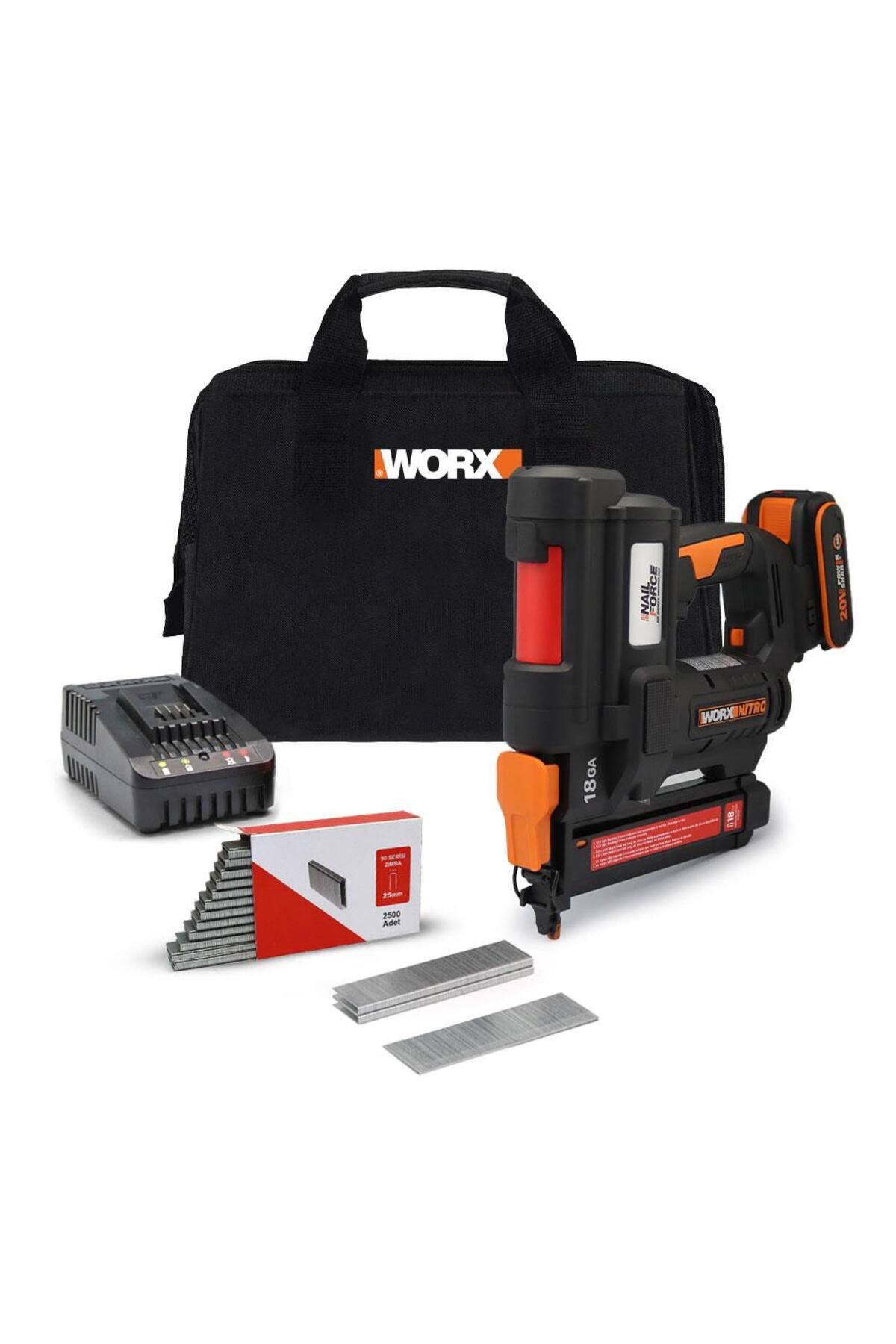 WORX Wx844 20volt/2.0ah Li-ion 16-40mm Profesyonel Şarjlı Zımba Makinesi 2700 Adet Yedek Zımba