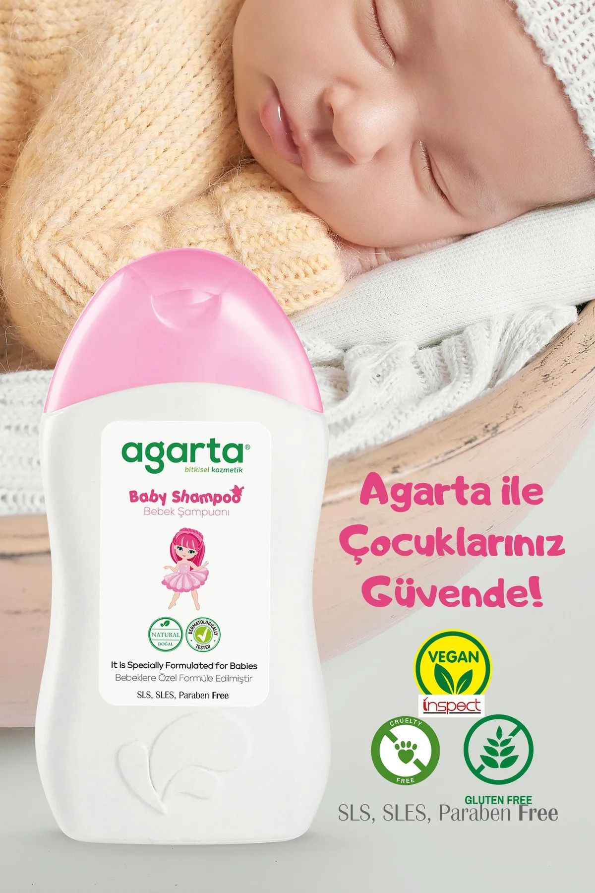 Agarta 3 Adet Doğal Bebek Şampuanı Kız Çocuklarına Özel 400 ml-3