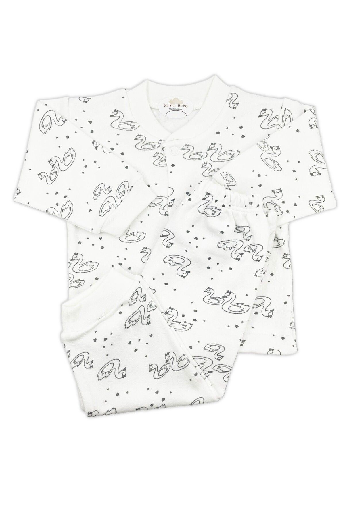 KAMELYA DESİGN Sema Baby Sevimli Kuğu Bebek Pijama Takımı 3-6 Ay