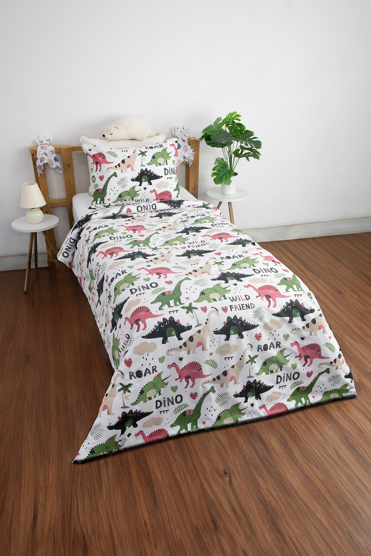 FAVORA-Green Dino 100% Cotton Single Duvet Cover Set 5