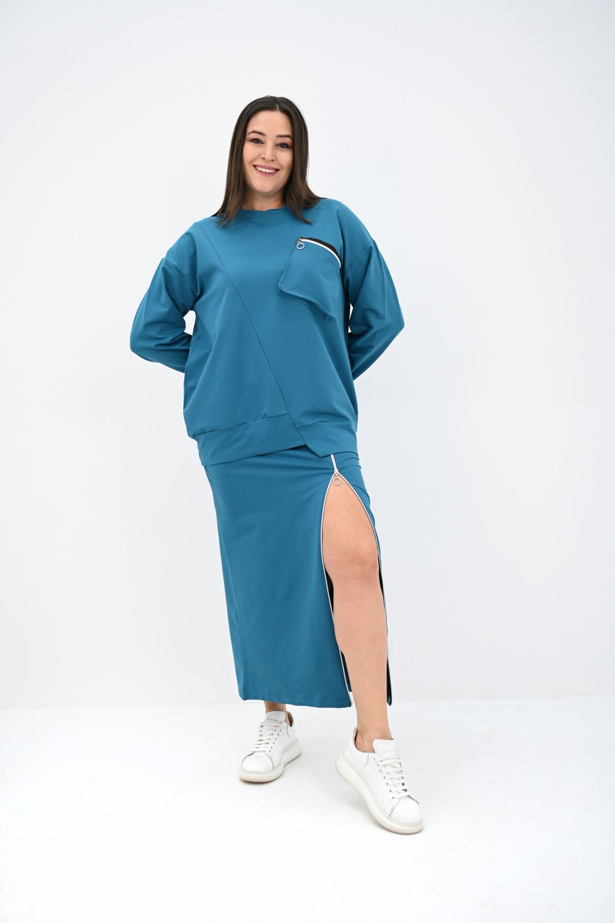 Koza Butik Set De Fuste Cu Fermoar Pentru Femei De Mărime Mare 8159-25 Femeie - XL