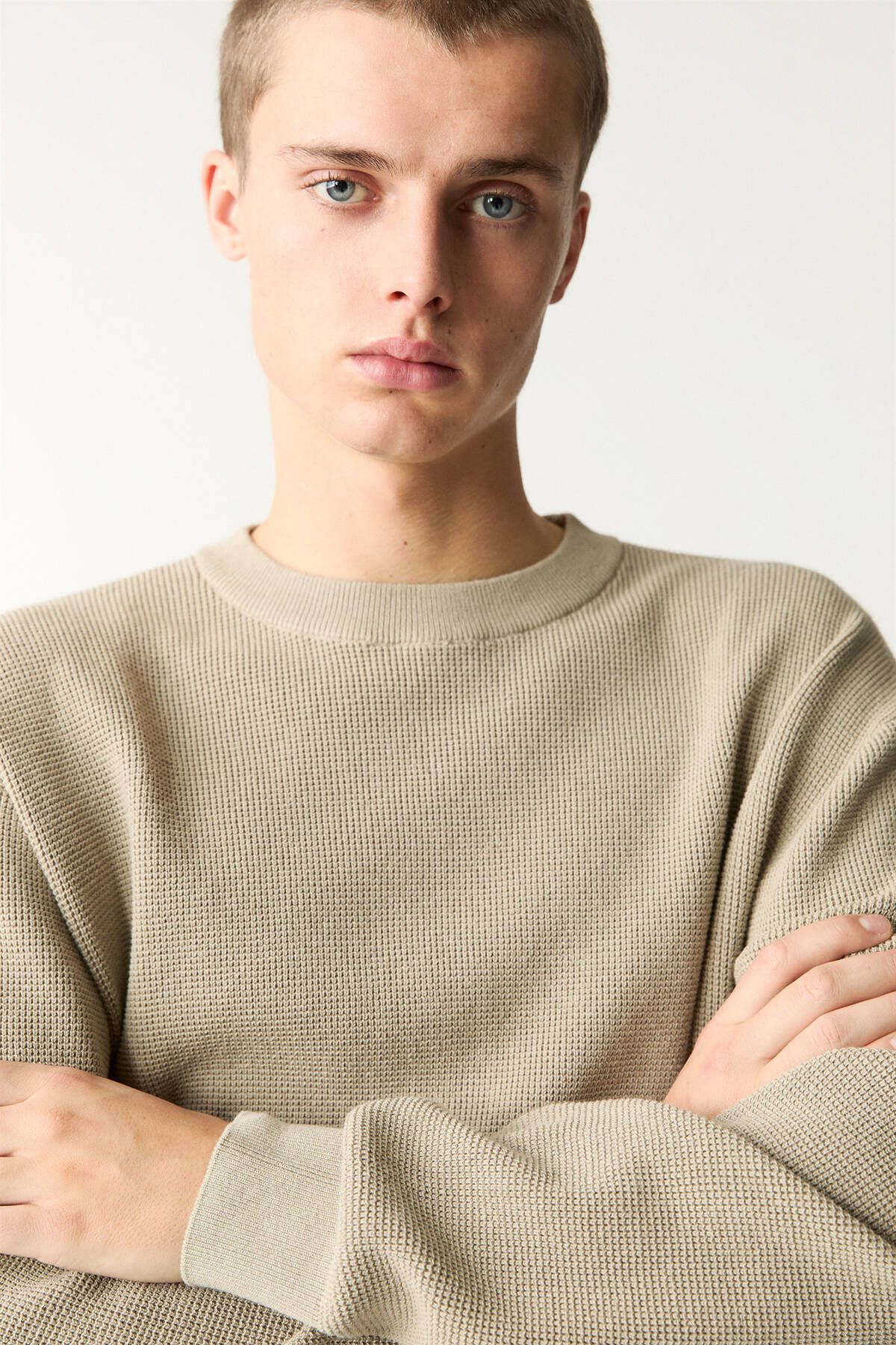 Pull & Bear-Gofre kazak Boz gri 4