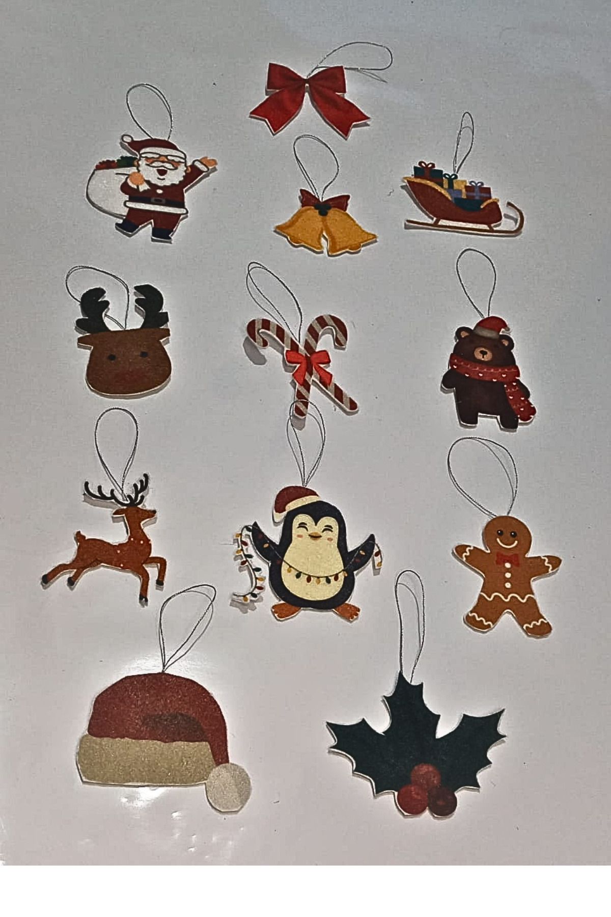 Aydede Oyunevi-Felt Christmas Ornaments Set of 12 Handmade Decoration with Drawstring for Pine Tree 3