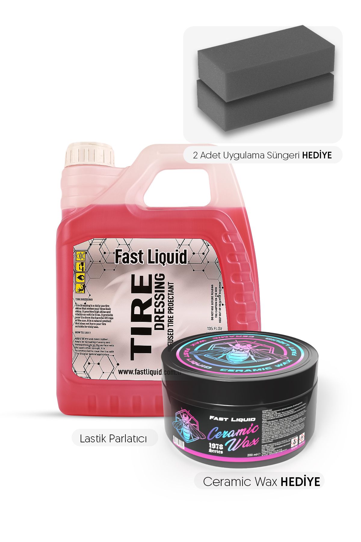 Fast Liquid Lastik Parlatıcı (TİRE DRESSİNG) 4 Litre Yüksek Parlaklık | Ceramic Wax Hediyeli 125 gr