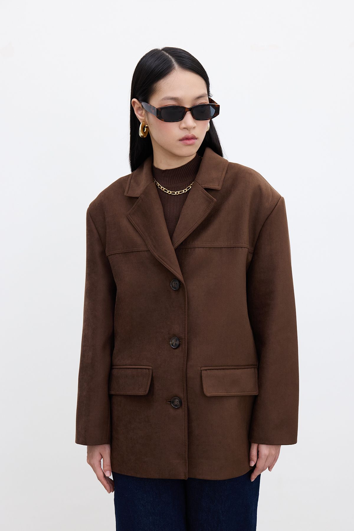 Manuka-Καστόρινο καφέ Classic Faux Jacket 6