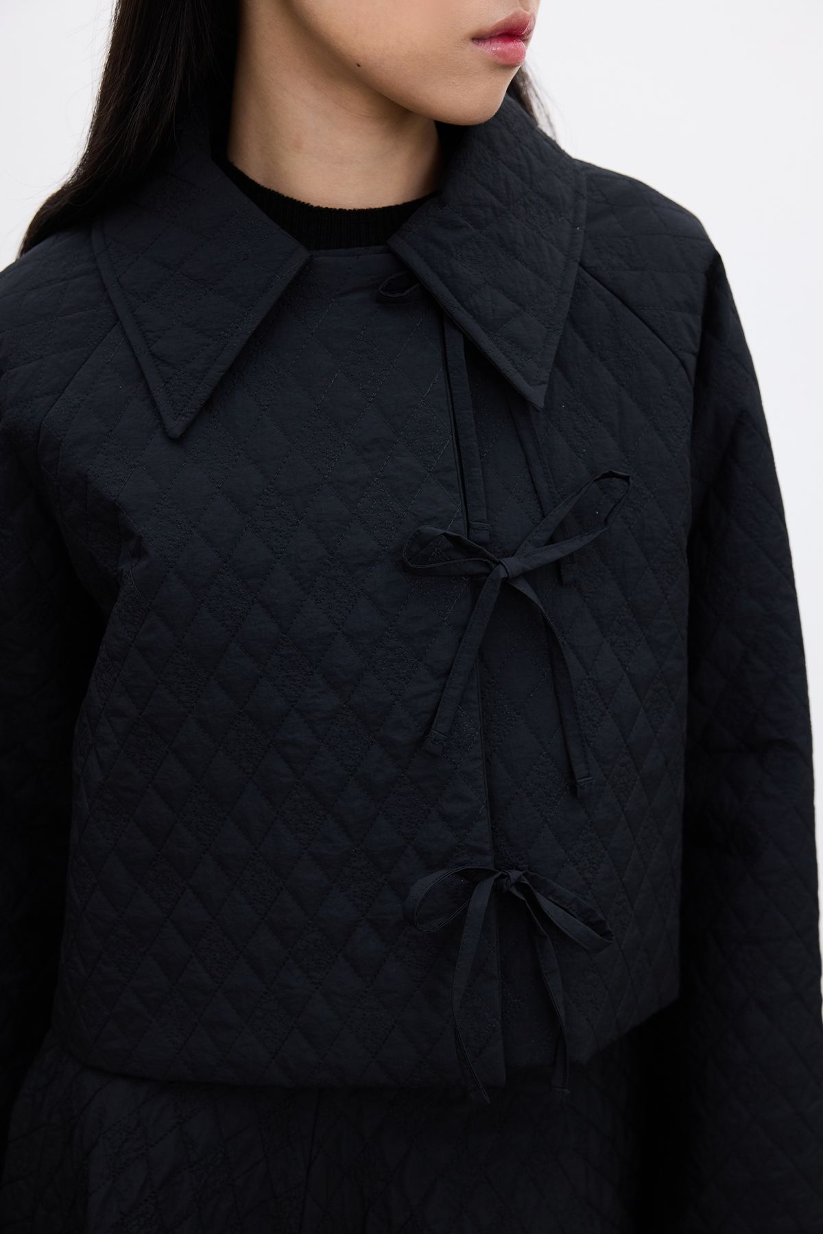 Manuka-KURZE JACKETTE MIT QUILTEN SCHNÜREN SCHWARZ 3