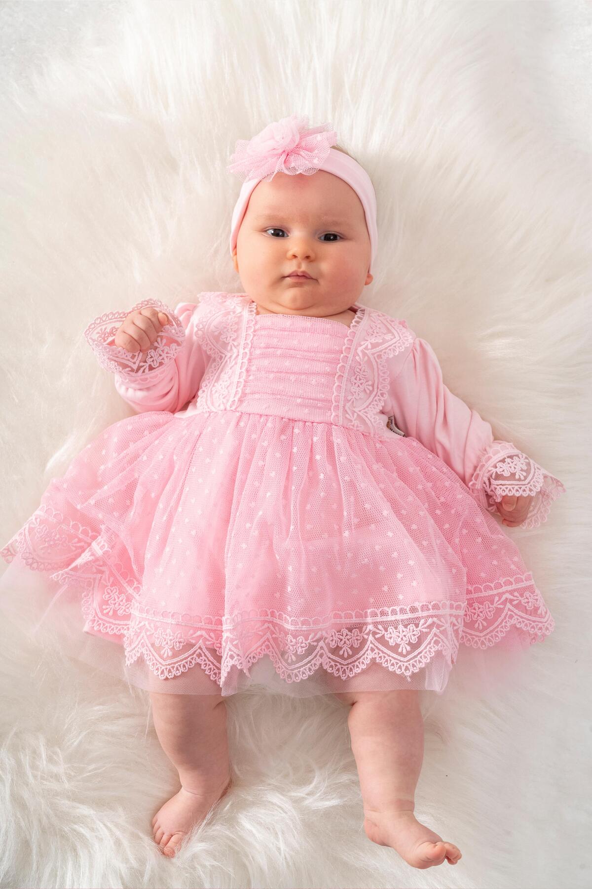 Sitilin Kız Bebek Mevlüt Elbisesi Gelinlik Fransız Dantelli Mevlit Takımı Bebek Mevlütlük Seti STL6839 fotoğrafı 7 (önizleme)