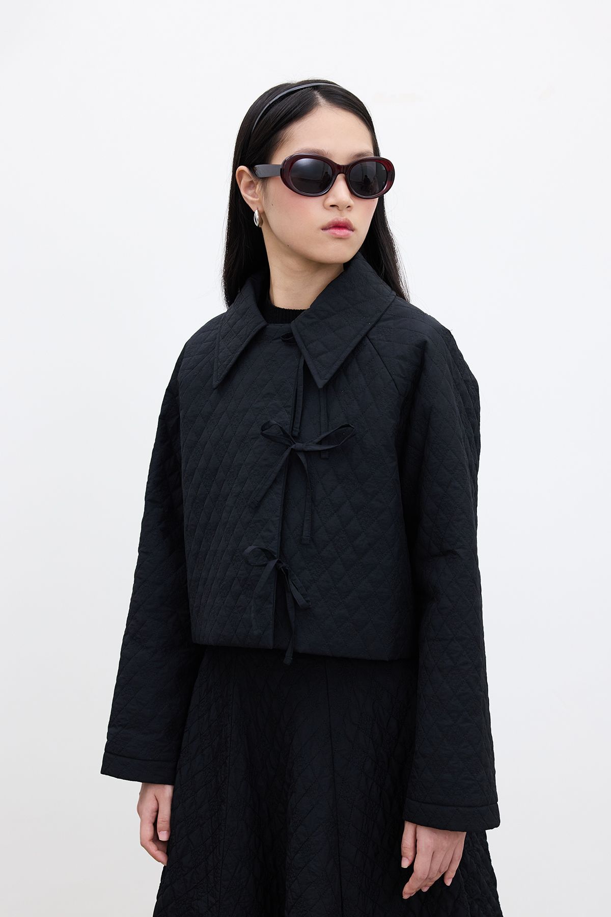 Manuka-KURZE JACKETTE MIT QUILTEN SCHNÜREN SCHWARZ 4
