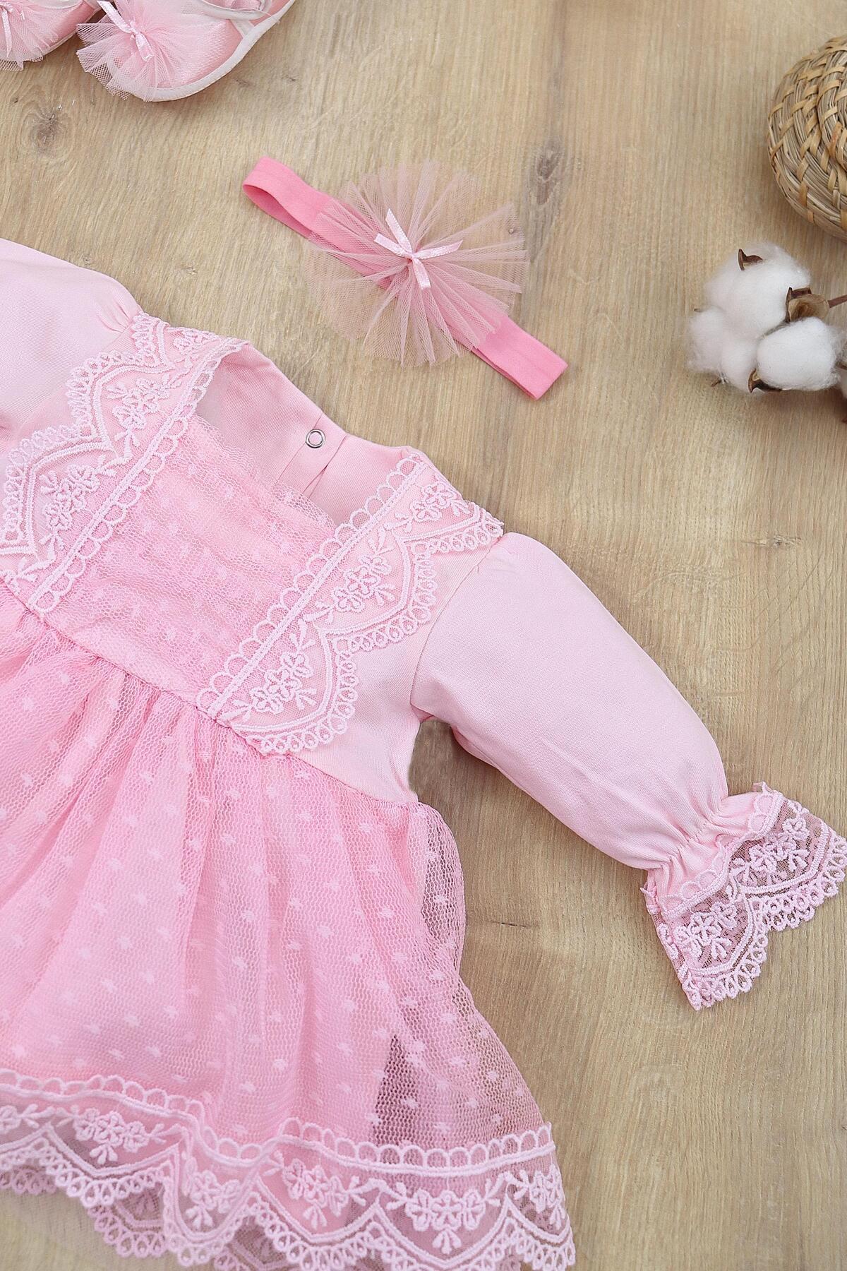 Sitilin Kız Bebek Mevlüt Elbisesi Gelinlik Fransız Dantelli Mevlit Takımı Bebek Mevlütlük Seti STL6839 fotoğrafı 5 (önizleme)