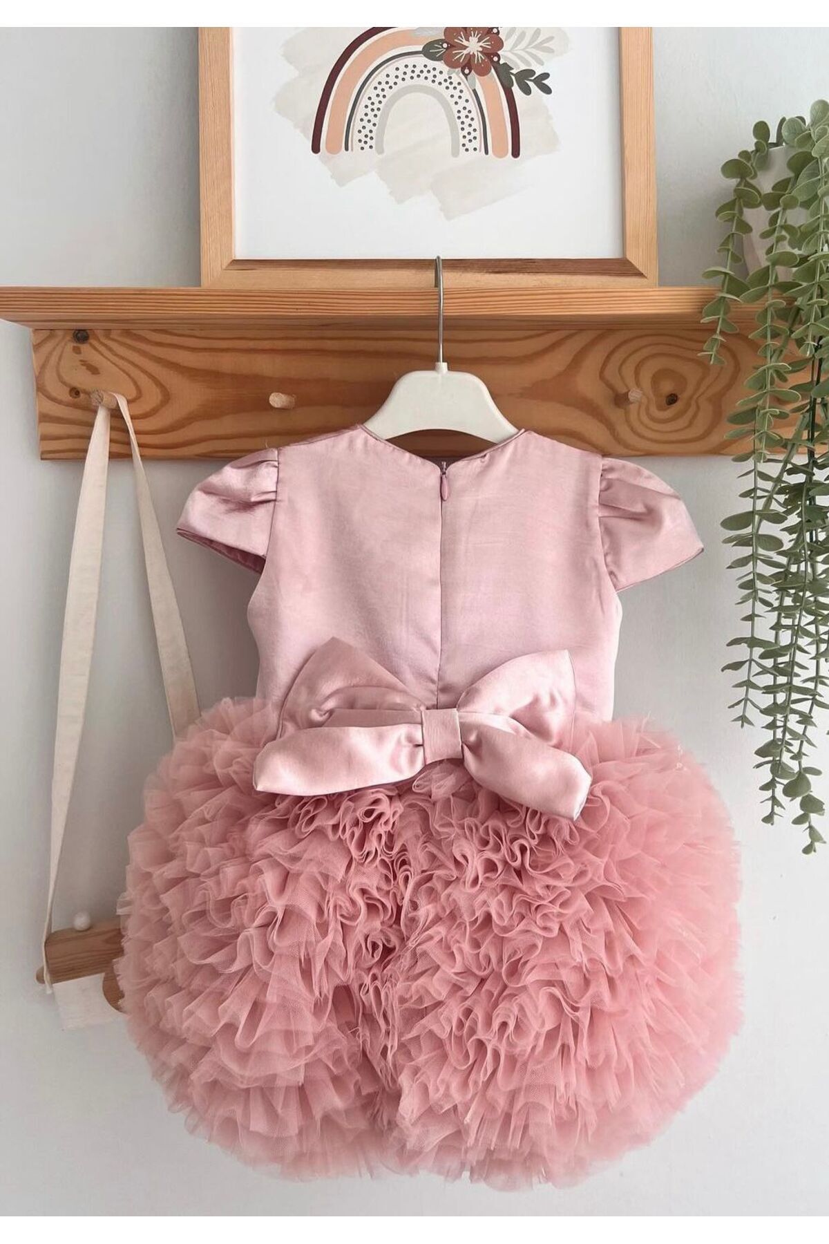 ALYRA Kız Bebek Çocuk Kısa Kollu Tüllü Tütü Özel Gün Prenses Saten Elbise fotoğrafı 5 (önizleme)