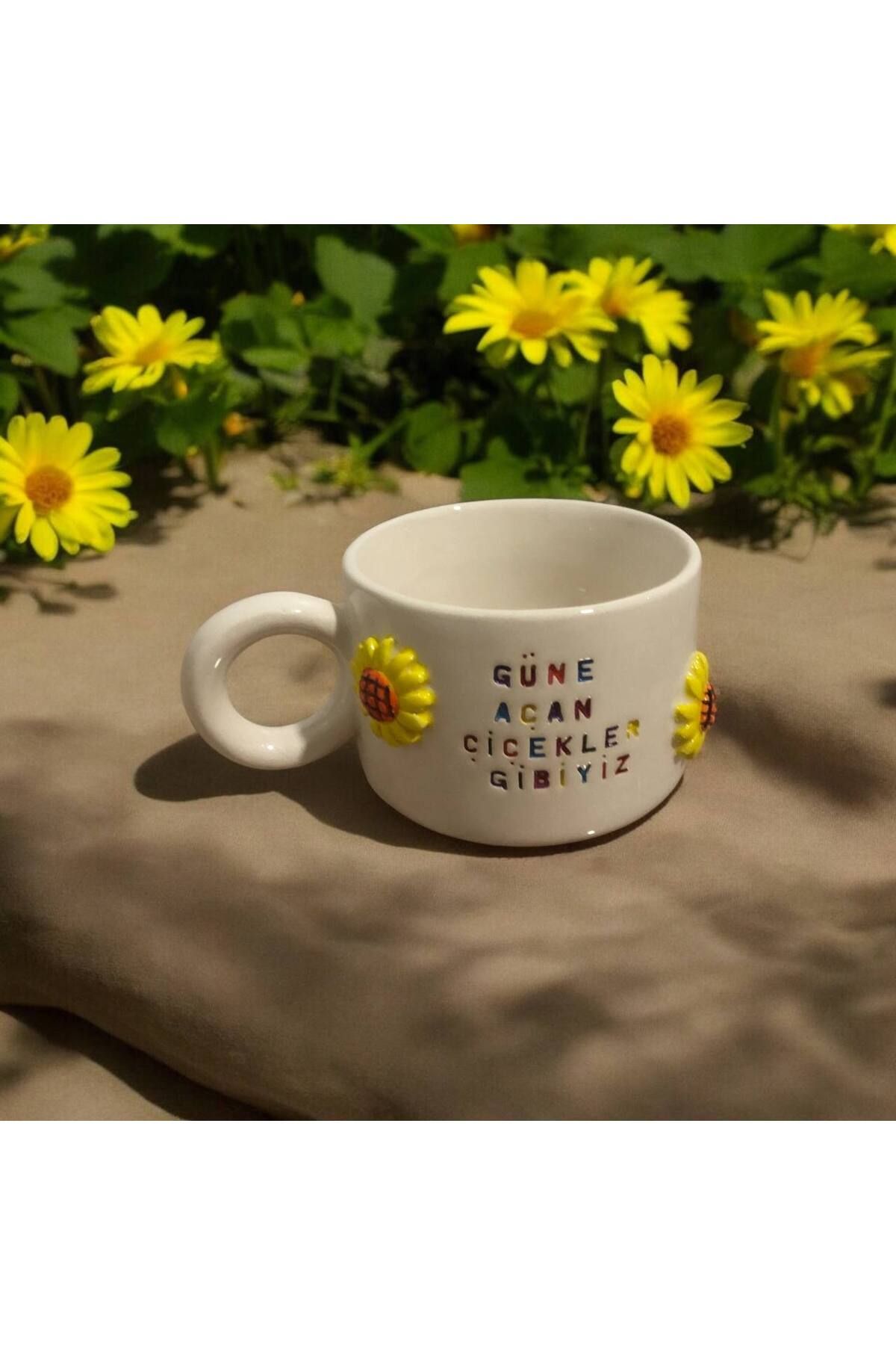 HomeSipahi Özel el yapımı (GÜNE AÇAN ÇİÇEKLER GİBİYİZ) Mug kupa bardak