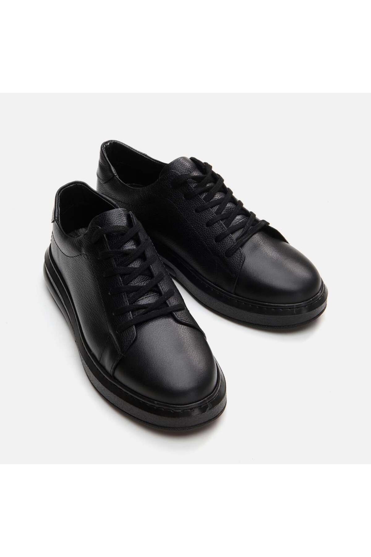 Yaya by Hotiç-Schwarze Herren-Freizeitschuhe aus echtem Leder 4