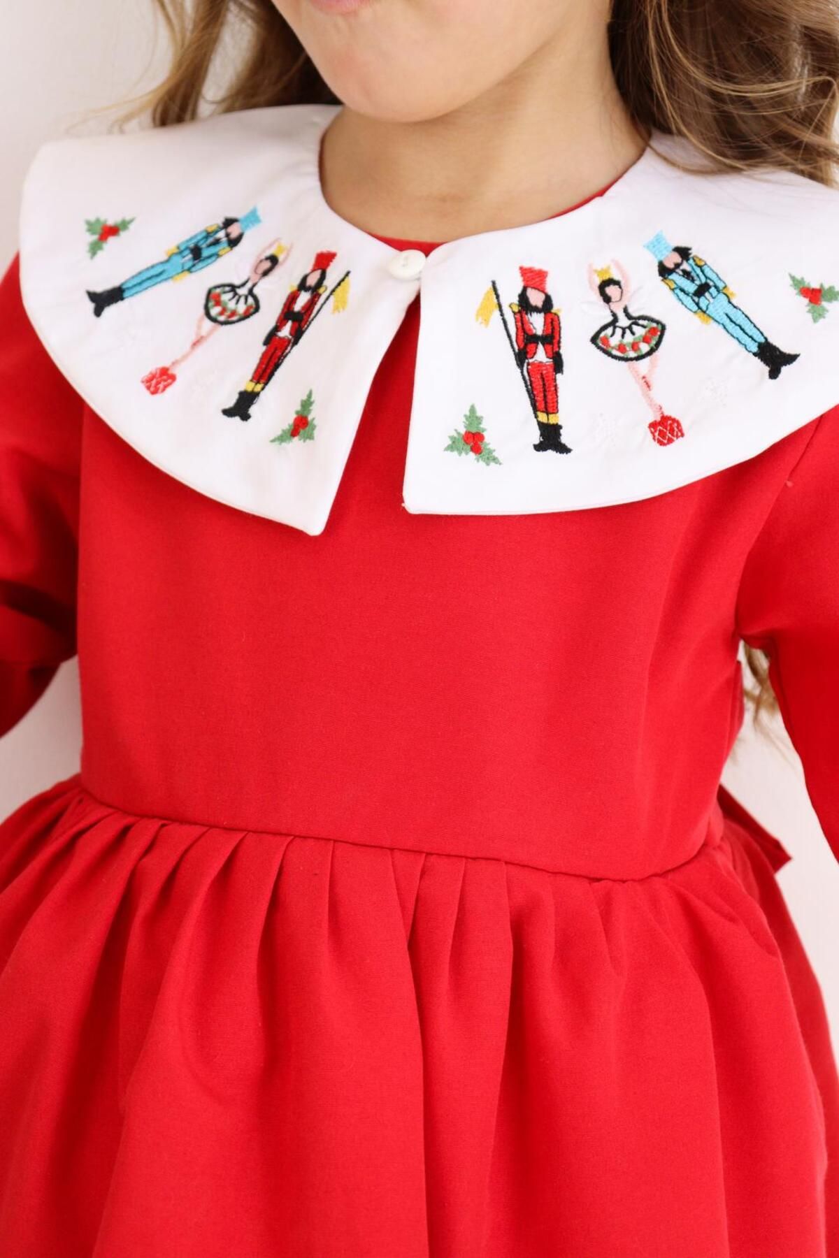 le petit sole-Rochie brodata soldat de plumb pentru fete 3