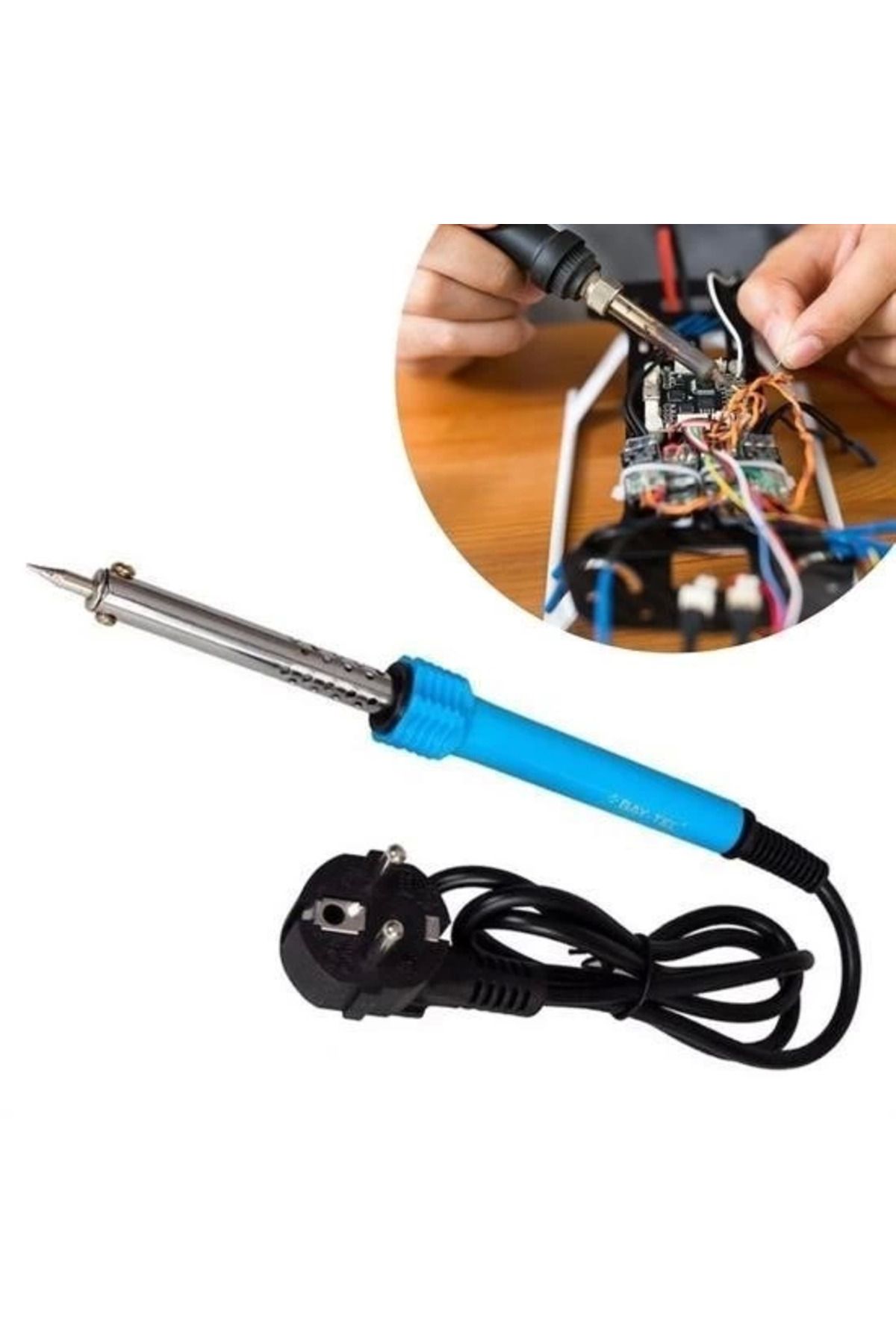 Easy Tedarik ® 40w Plastik Saplı Elektrikli Döner Başlıklı Havya Kalemi Elektrikli Döner Başlı Lehim Kalemi