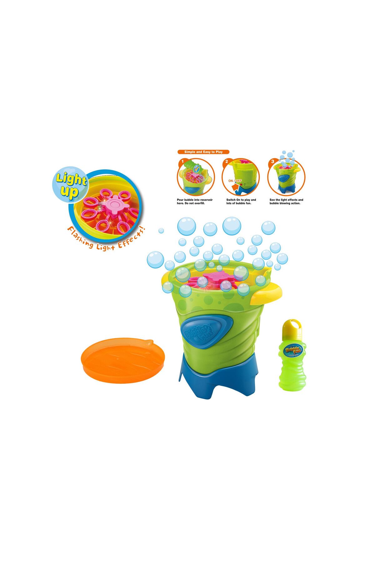 Power Joy-نافورة الفقاعات Bubble Fun المضيئة بمحلول الفقاعات سعة 4 أونصات، تعمل بالبطارية 1