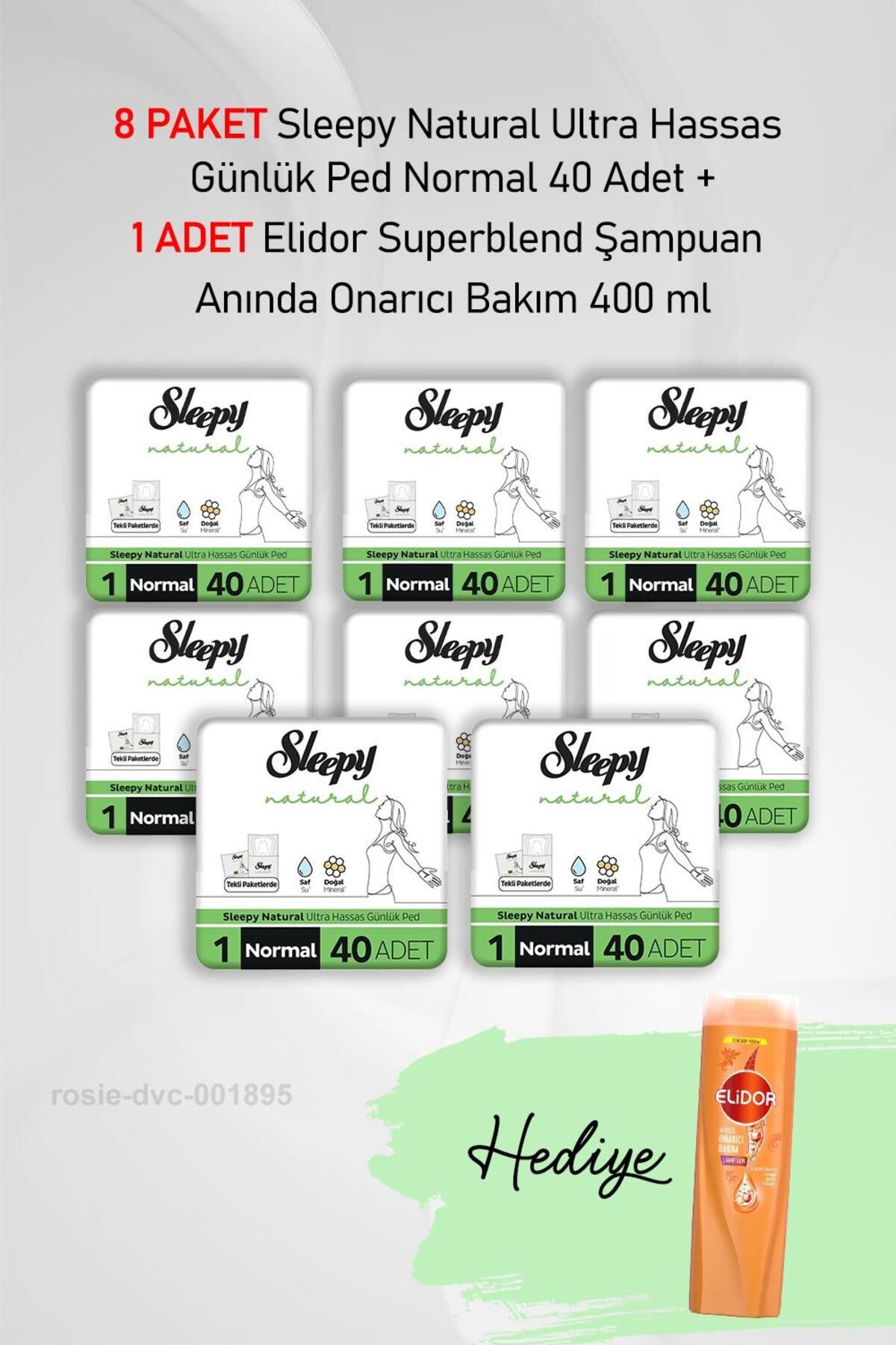 Sleepy Natural Günlük Ped Normal 40 Adet X 8 ve Elidor Onarıcı Bakım 400 ml