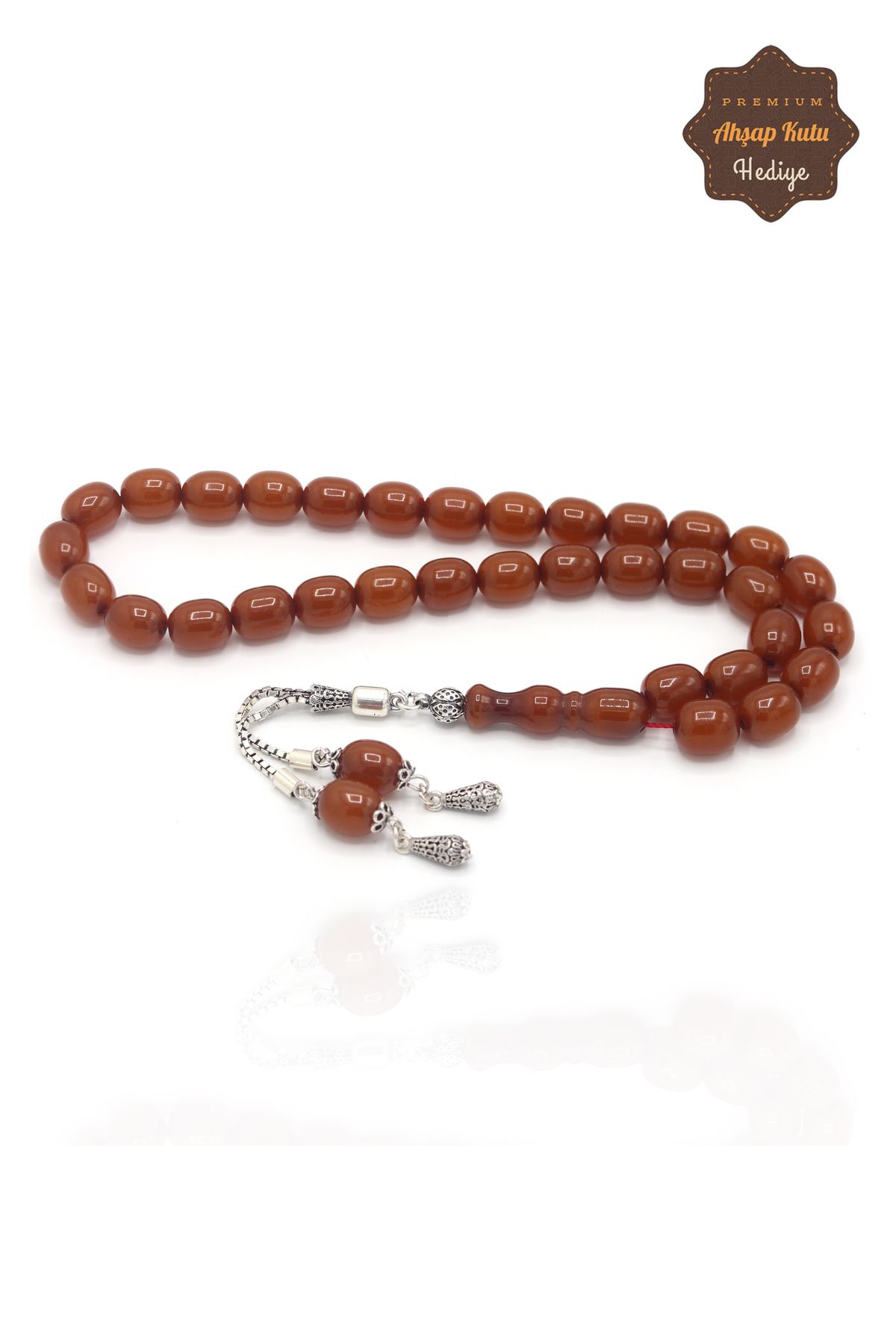 Midyat Nurtaş Gümüş-Honey Egg Cut Silver Tufted Crimped Amber Rosary 201023464 1