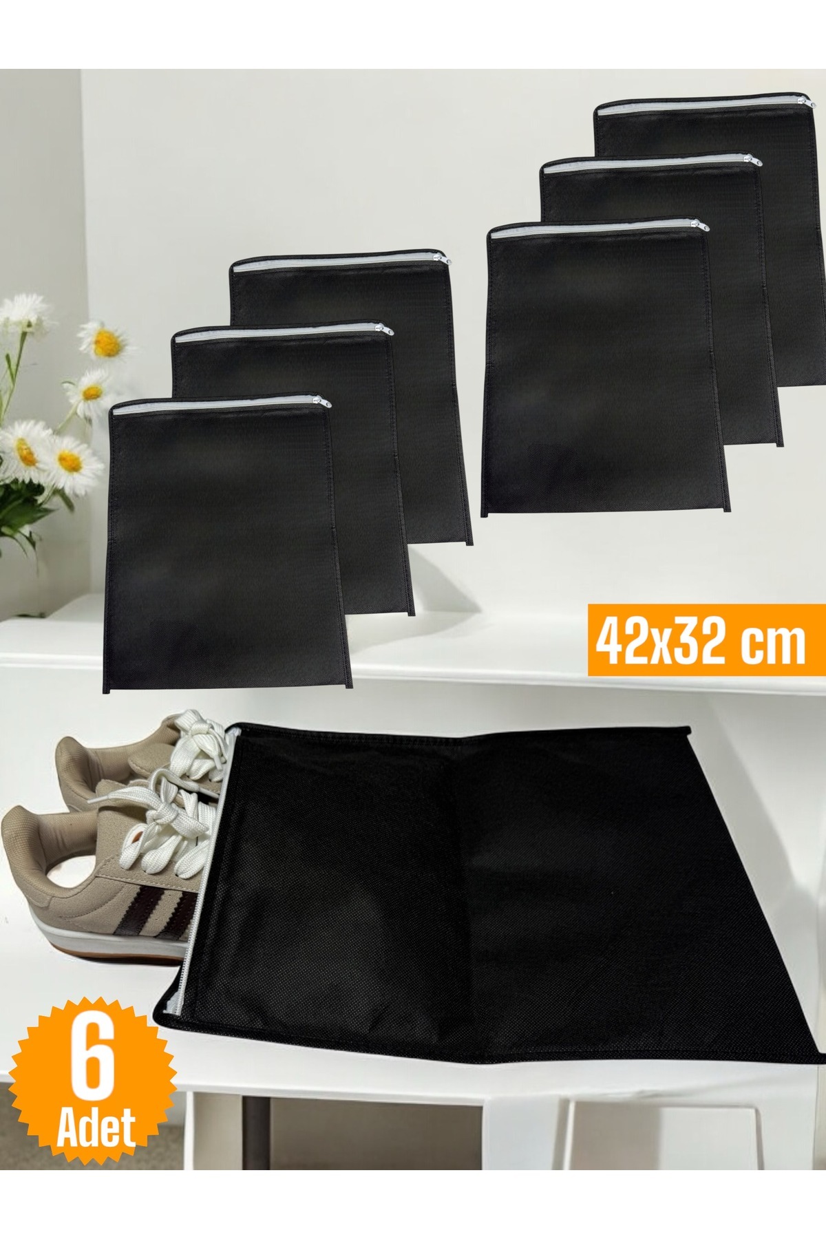 Balkan Room 6 Adet Siyah Ayakkabı Saklama Çantası Seyahat Hurcu Çok Amaçlı Fermuarlı Çekmece Valiz Düzenleyici