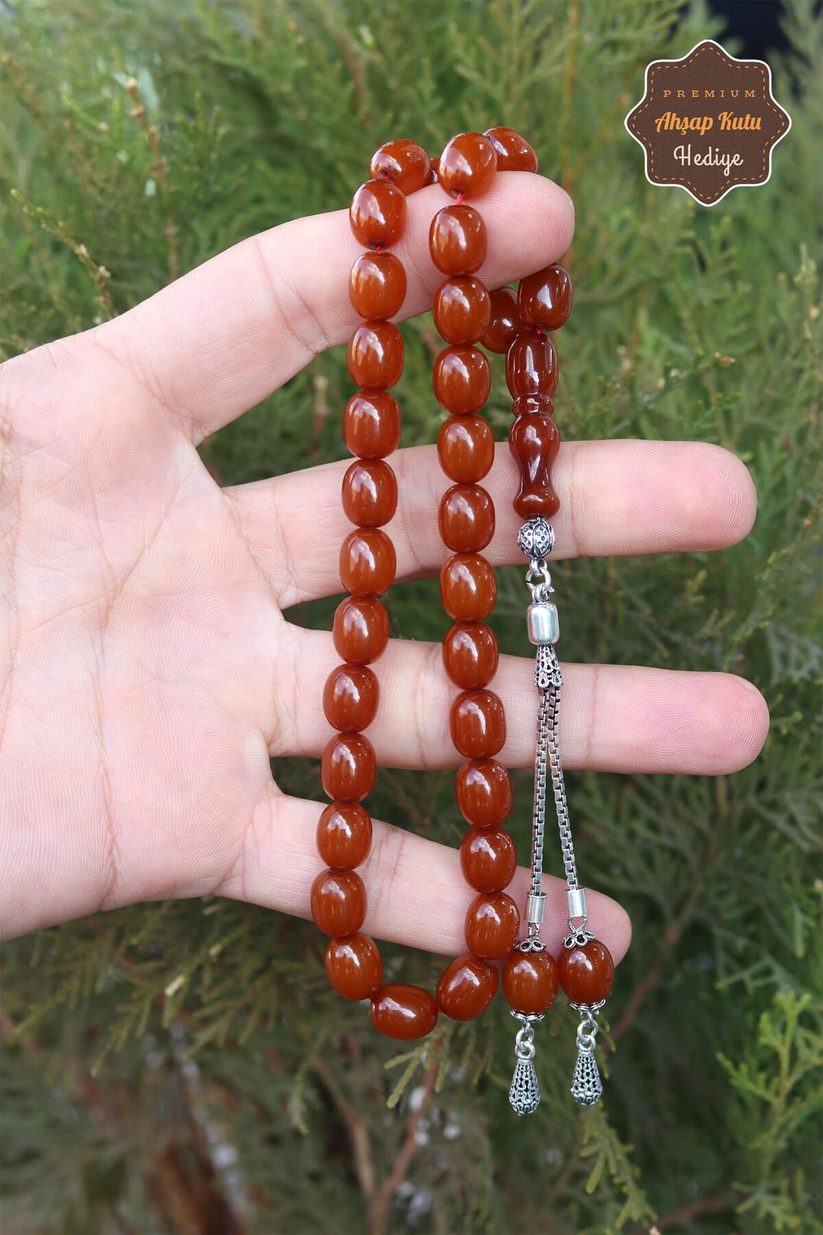 Midyat Nurtaş Gümüş-Honey Egg Cut Silver Tufted Crimped Amber Rosary 201023464 2