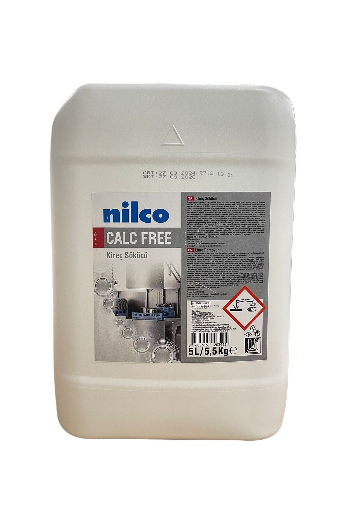 nilco NİLCO CALC FREE SIVI BULAŞIK MAKİNESİ İÇİN KİREÇ ÇÖZÜCÜ (5 Lt)