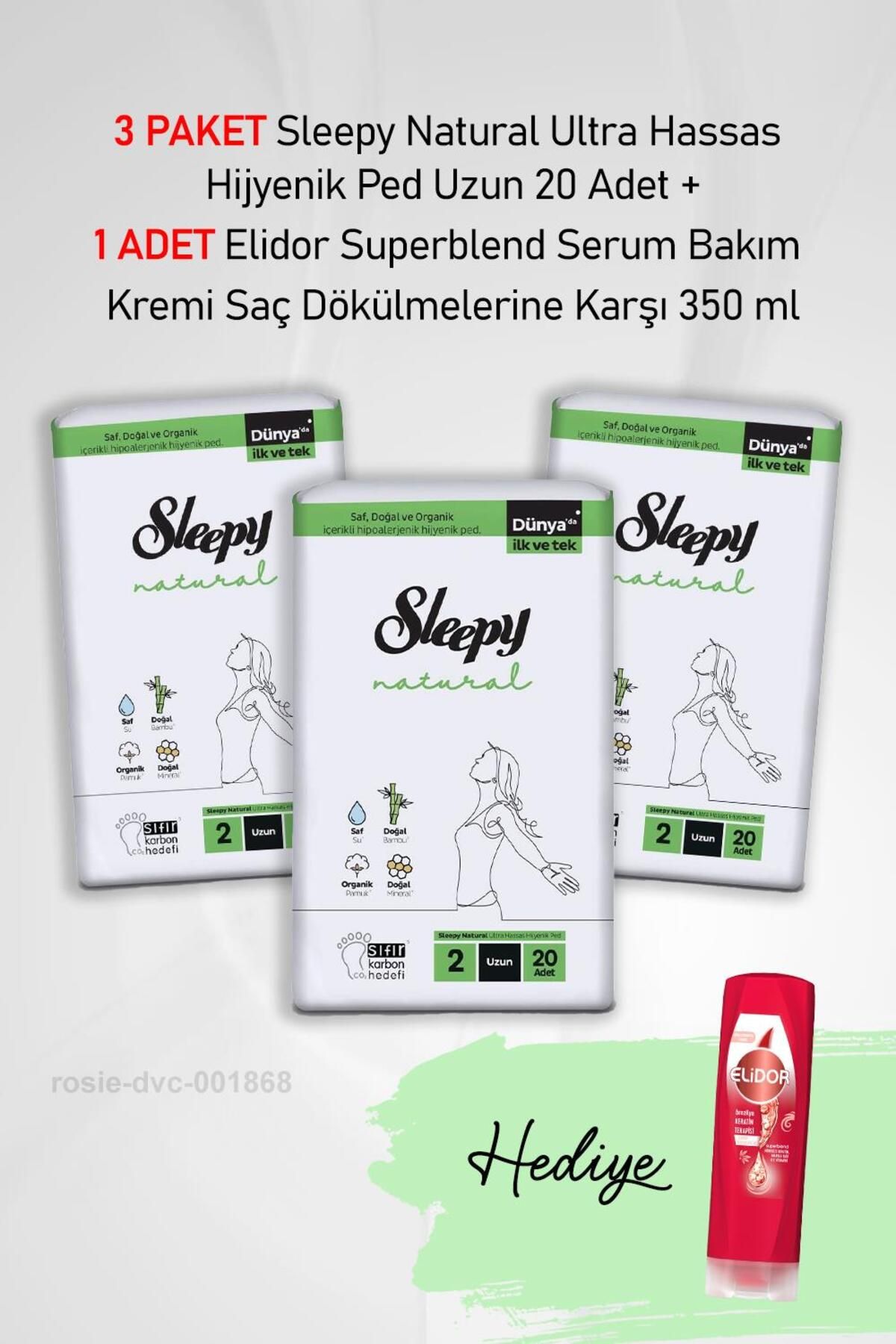 Sleepy Natural Ultra Hassas Hijyenik Ped Uzun 20 Adet X3 Ve Superblend Serum Bakım Kremi