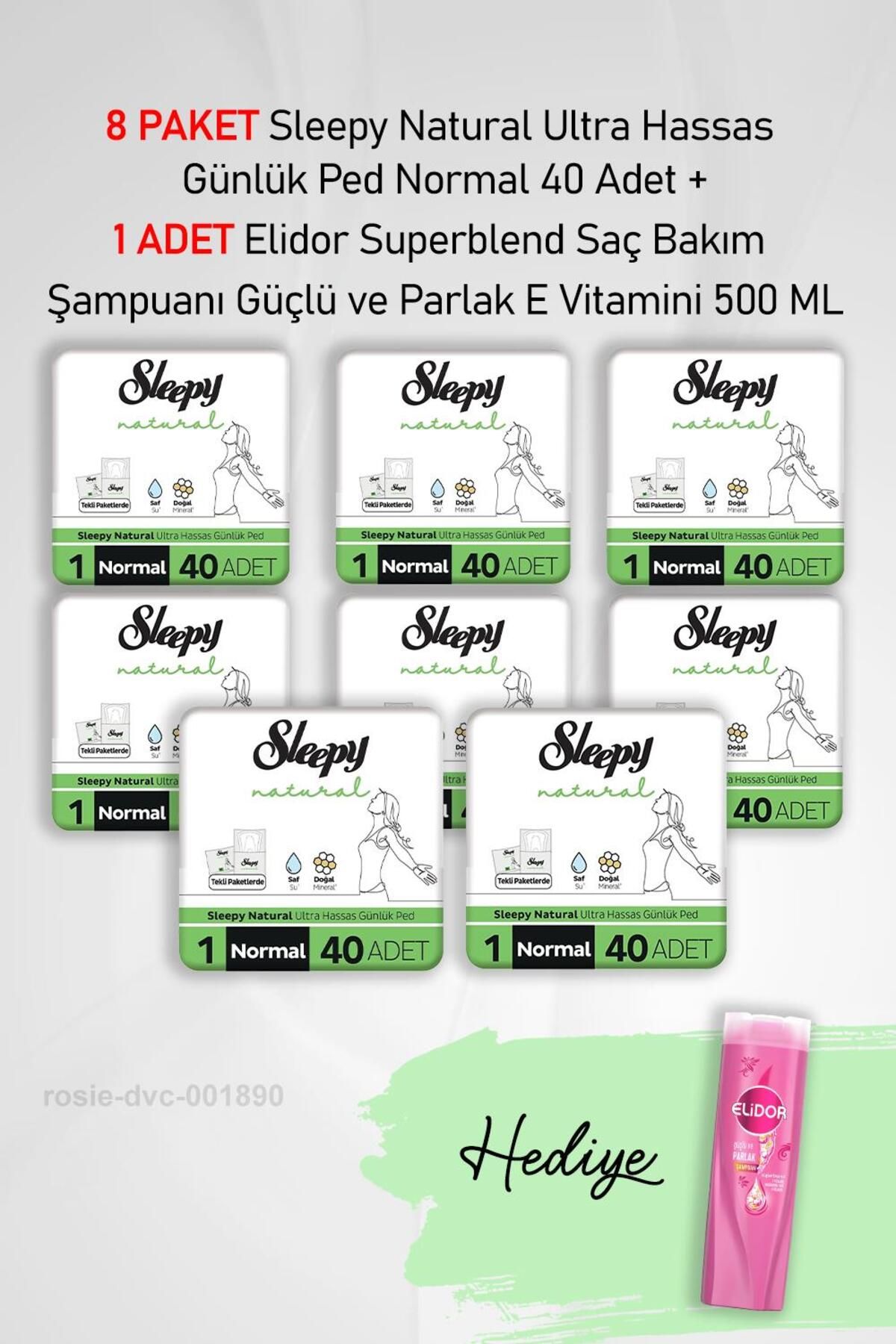 Sleepy Natural Günlük Ped Normal 40 Adet X8 ve Elidor Bakım Şampuan 500 ML