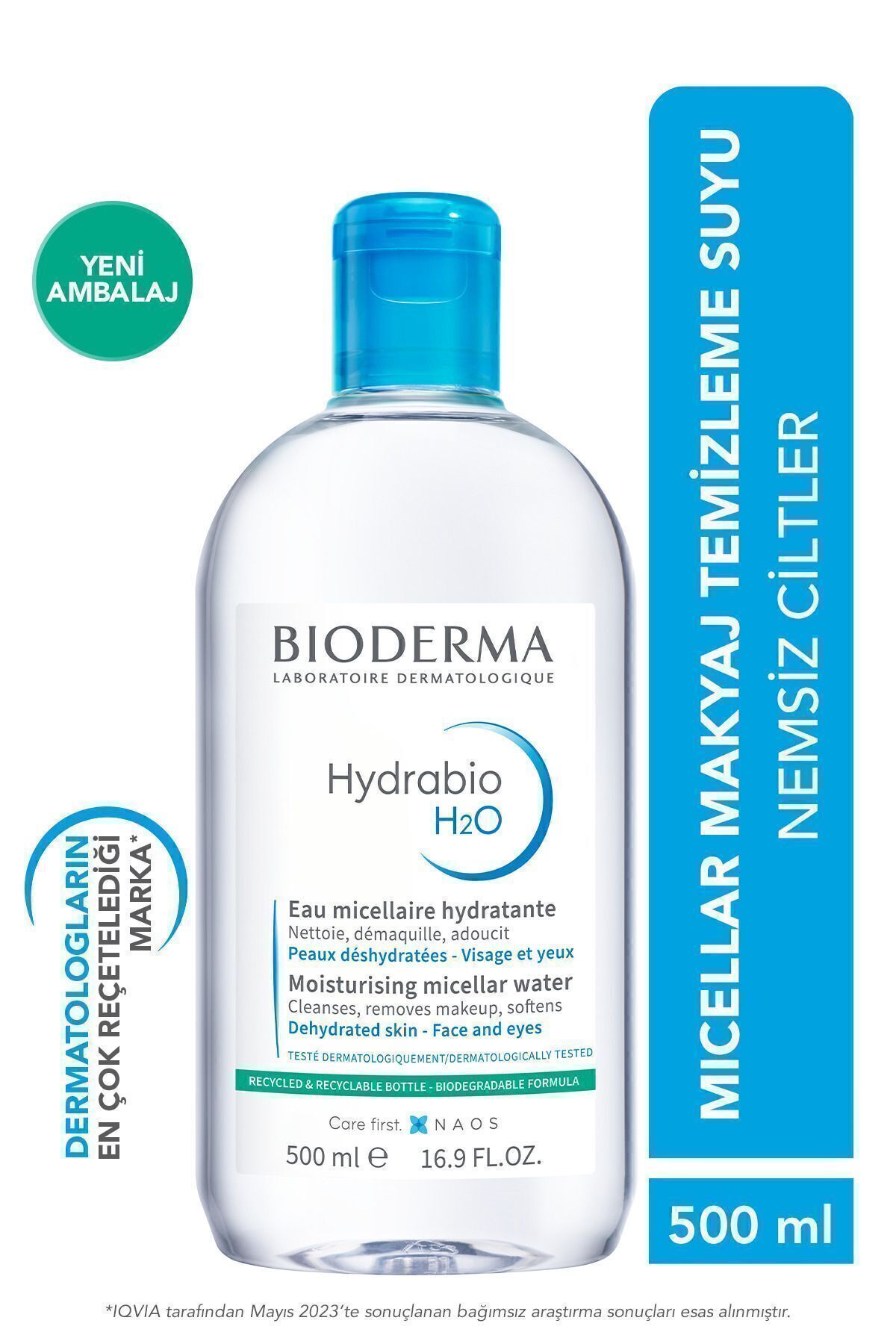 Bioderma Hydrabio H2O Nemlendirici Micellar Makyaj Temizleme Suyu Kuru Ciltler Yüz, Göz Çevresi 500 ml