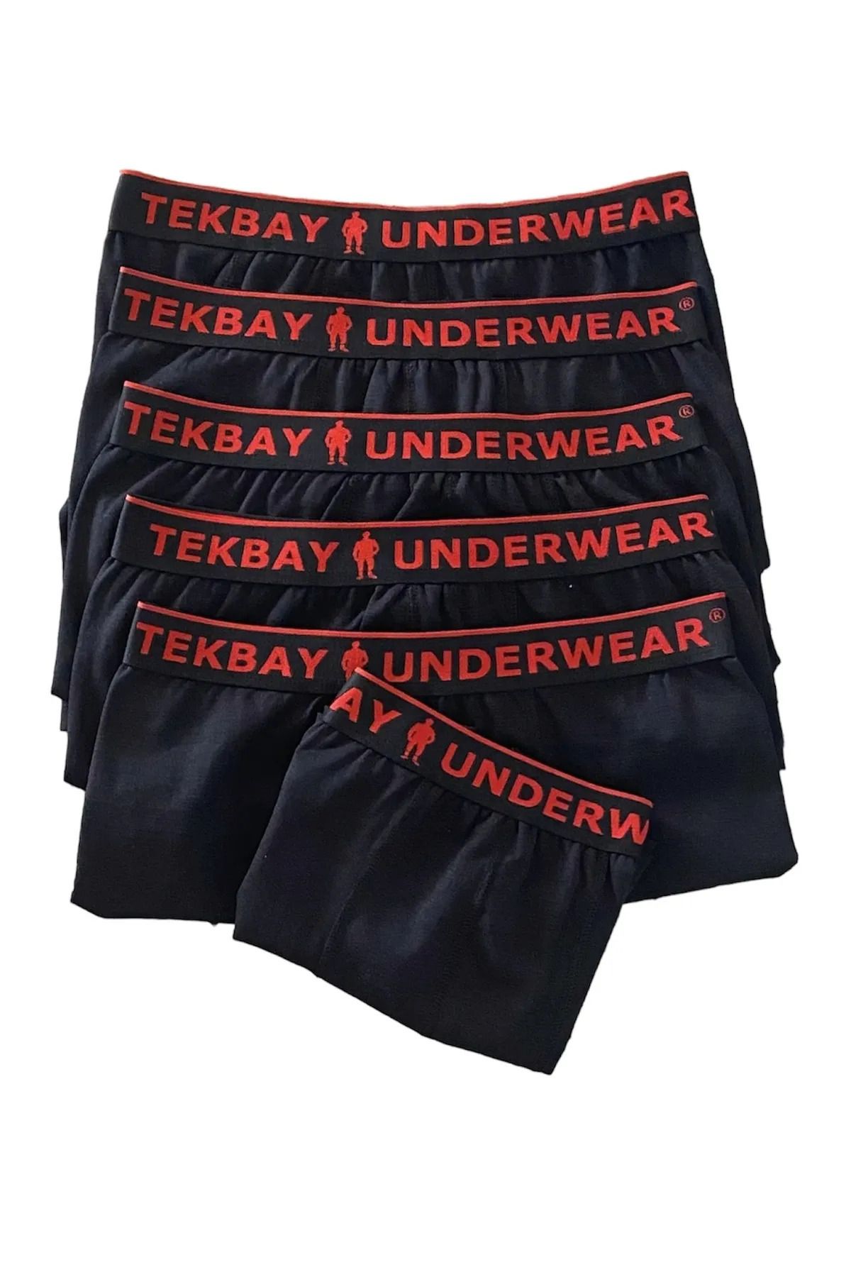 TEKBAY Erkek Likralı Boxer Siyah 6 Adet