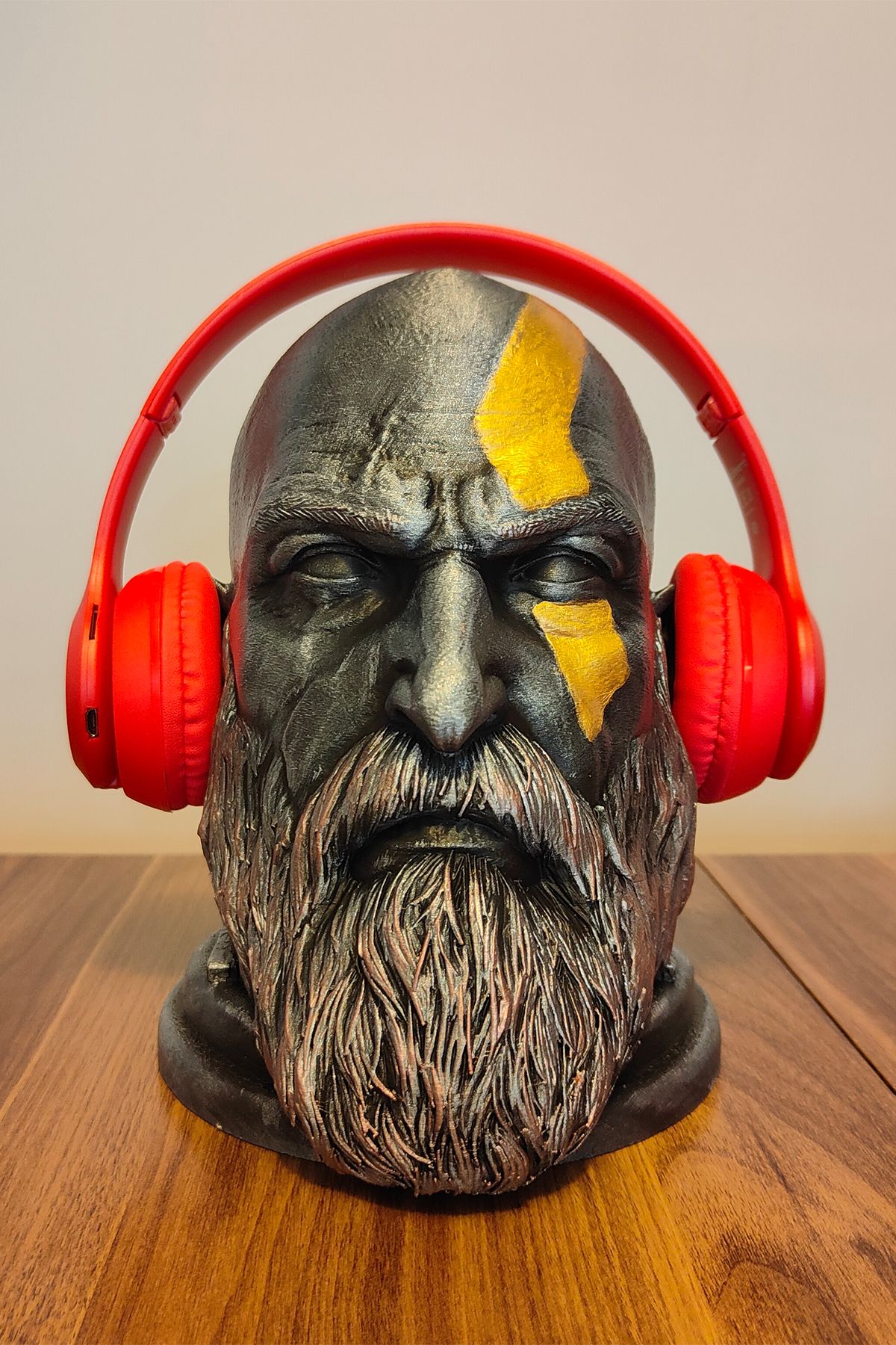 GrafikModa Kratos Kulaklık Standı, God of War Kulaklık Tutucu Aksesuar, Masaüstü Kulaklık Aksesuar