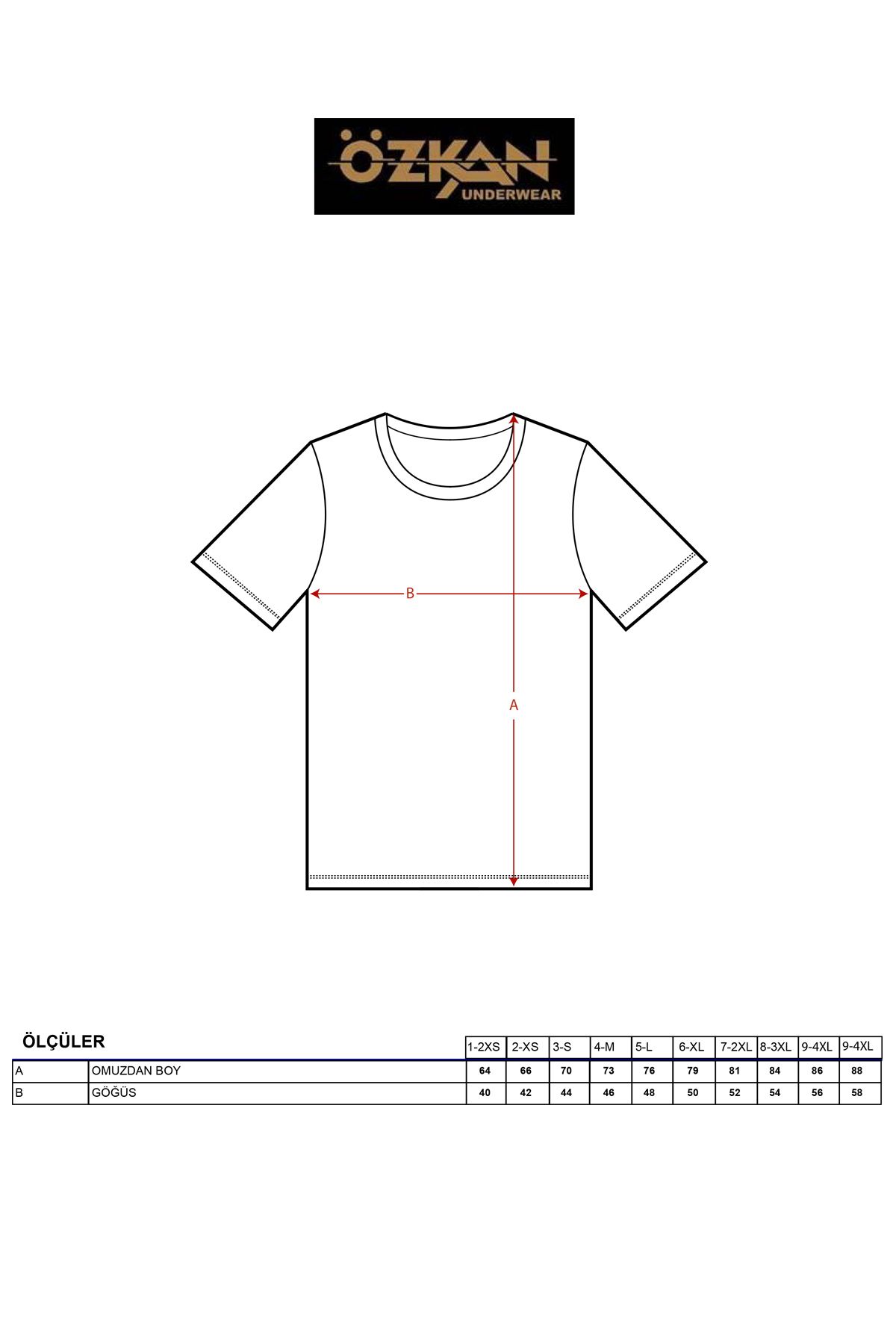 ÖZKAN underwear-Özkan 0115 Men's 100% Cotton Rib Fabric Flexible Comfortable Wide Collar Short Sleeve Undershirt Undershirt 5