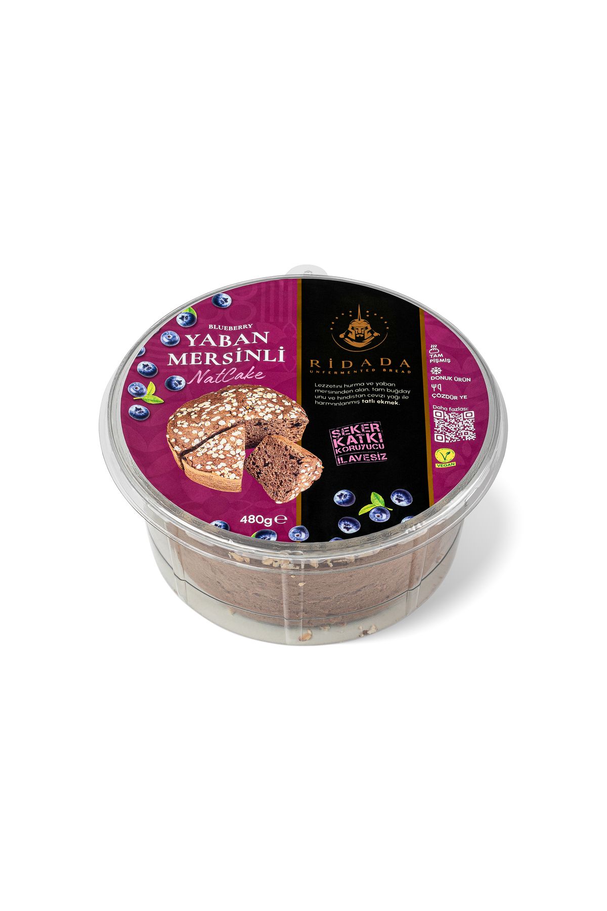 Ridada Yaban Mersinli Natcake Şekersiz Vegan Tatlı Ekmek 480 gr