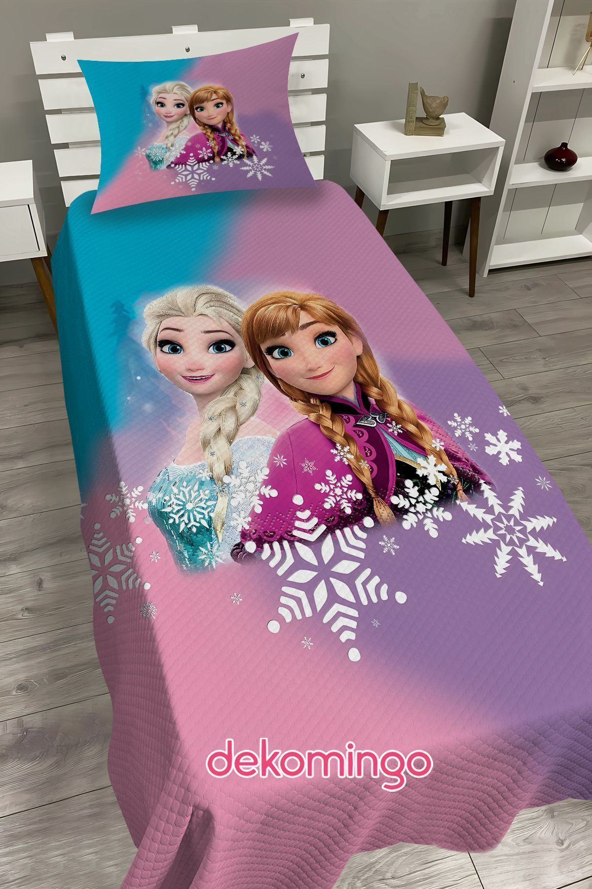 dekomingo Renkli Gökkuşağı Elsa Ve Anna Bebek Ve Çocuk Baza Pike Takımı fotoğrafı 2 (önizleme)