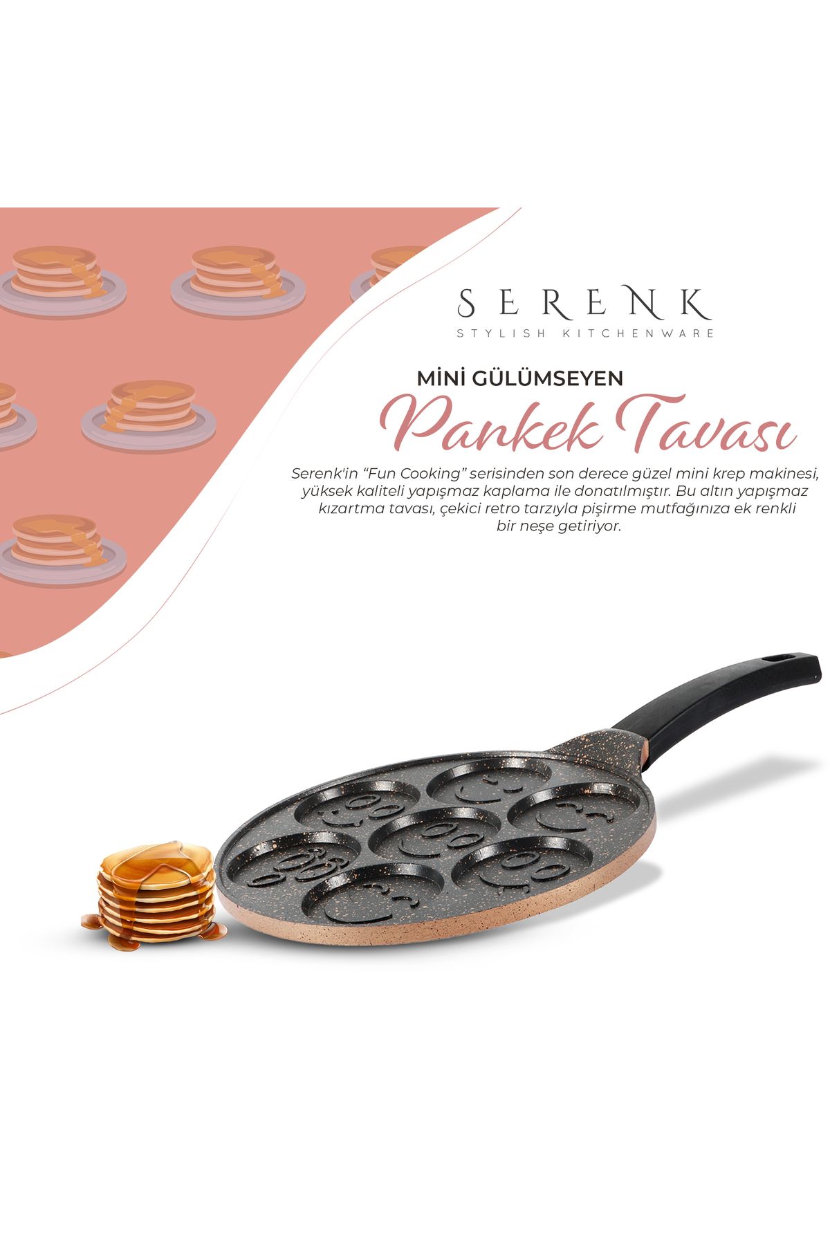 Serenk-Fun Cooking Pfannkuchenpfanne, Pfannkuchenbereiter, 26 cm, hergestellt in der Türkei 8