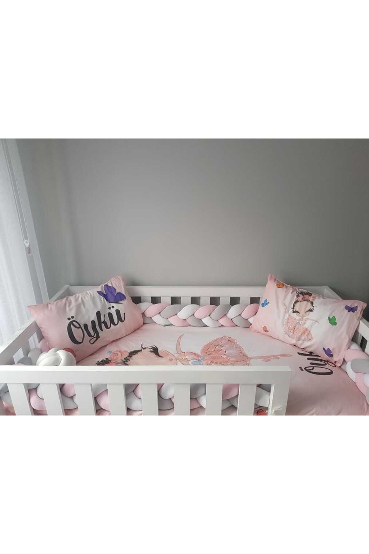 düğüm yastık 360 cm 3 ÖRGÜ BEŞİK KORUMALIK - AÇIK GRİ TOZPEMBE BEYAZ ( 60X120 CM BEŞİKLERE UYGUNDUR ) fotoğrafı 3 (önizleme)