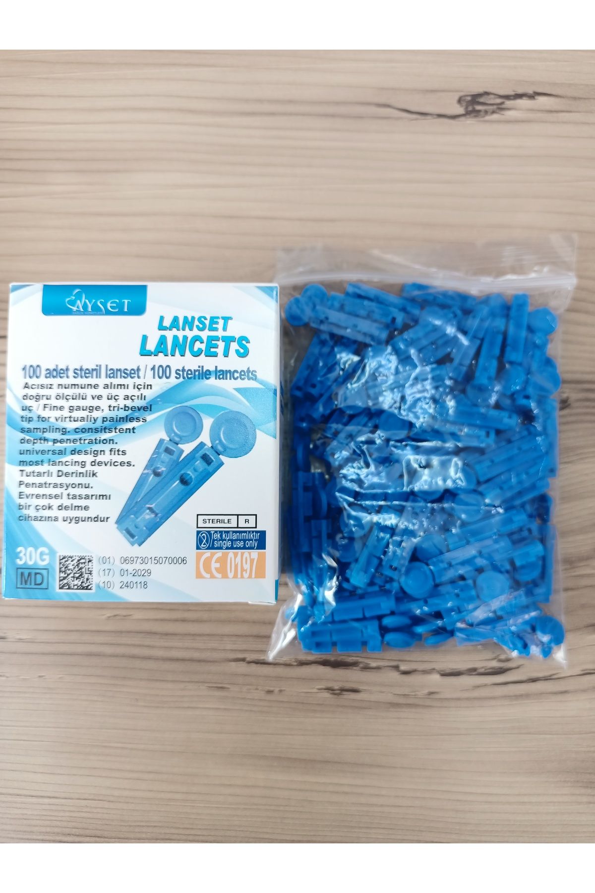 Ayset 100'lü Lancet 100 Adet Steril Lancet 30g