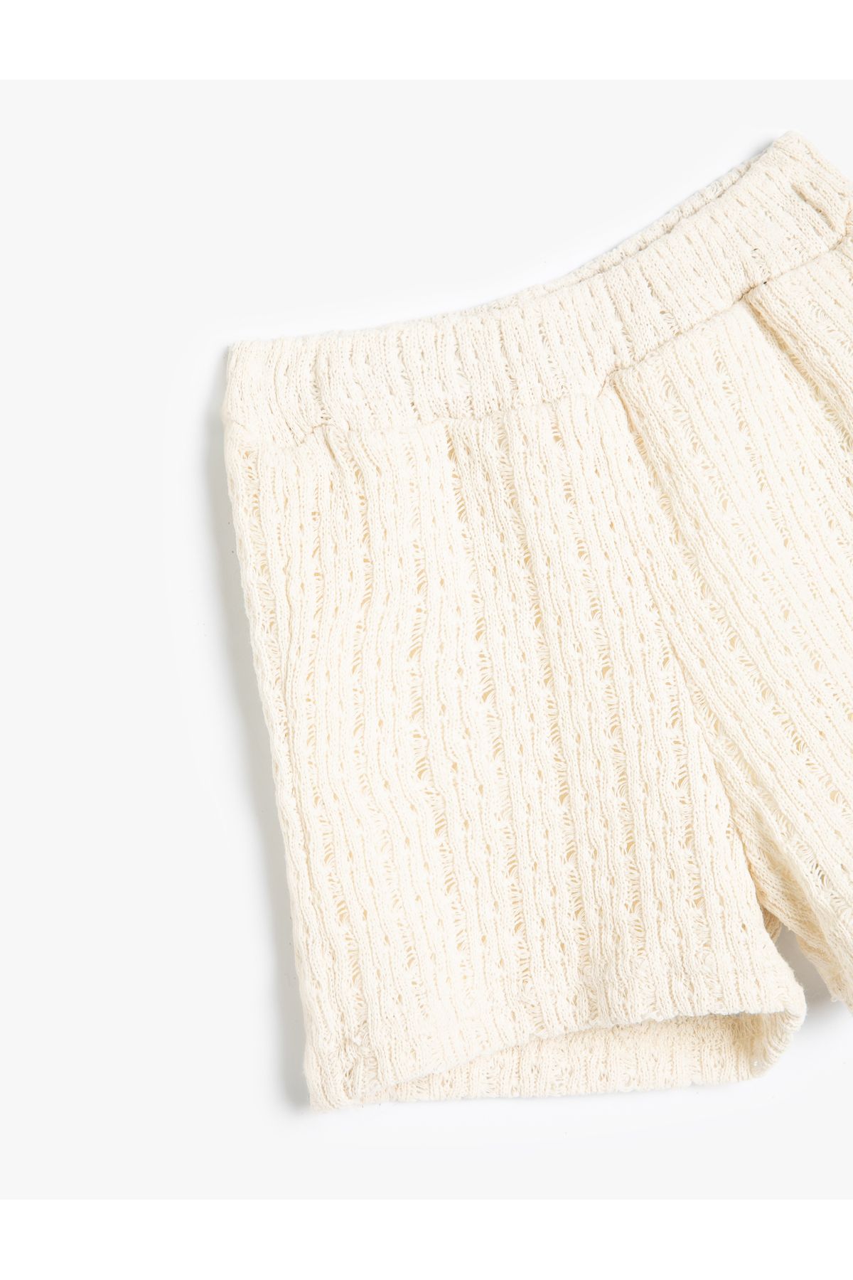 Koton-Openwork Elastic Waist Shorts 3