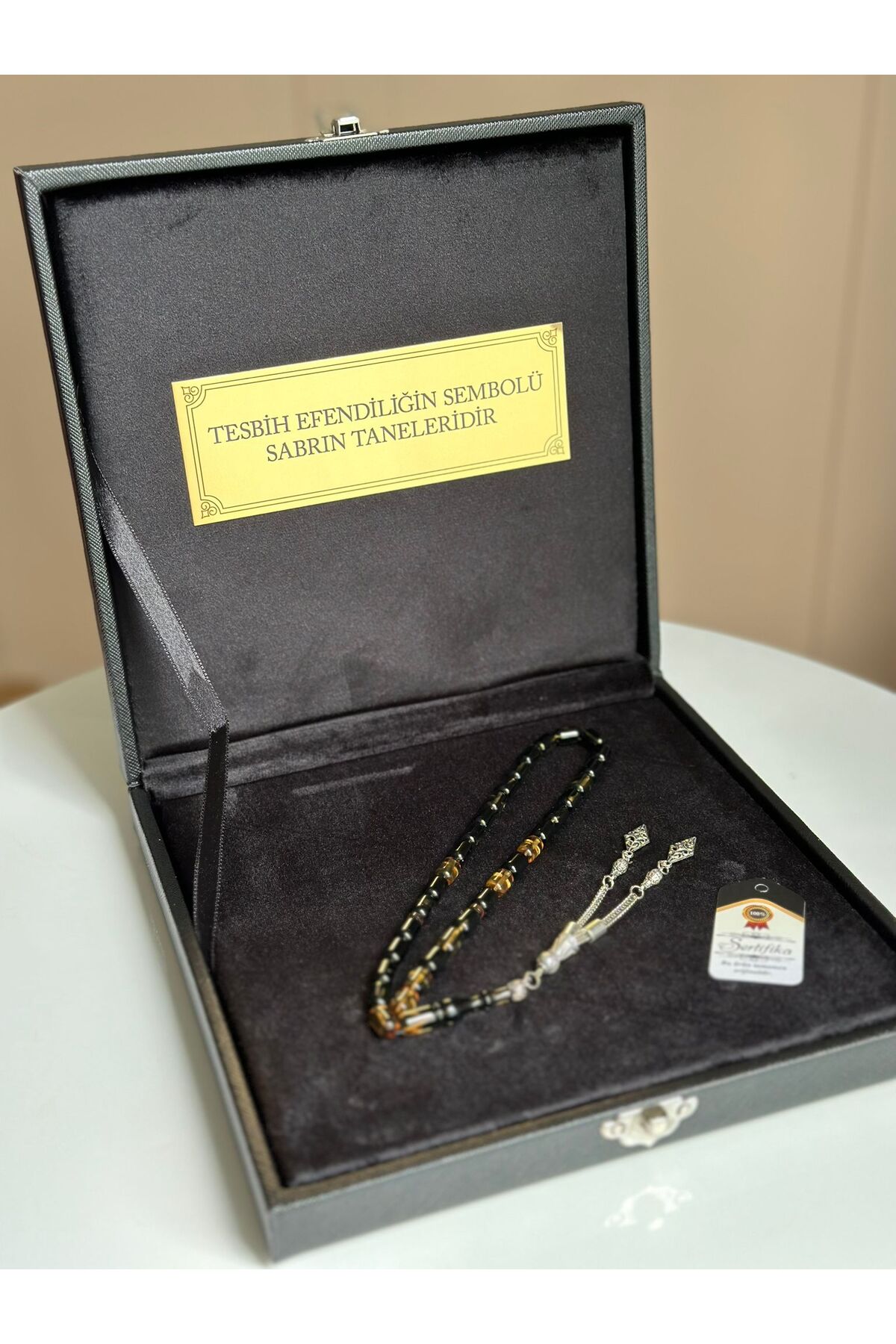Squeezing Amber Rosary , Special Boxed, Special Written, Male ,Gift Certificate ,Personalized Name, Lettered