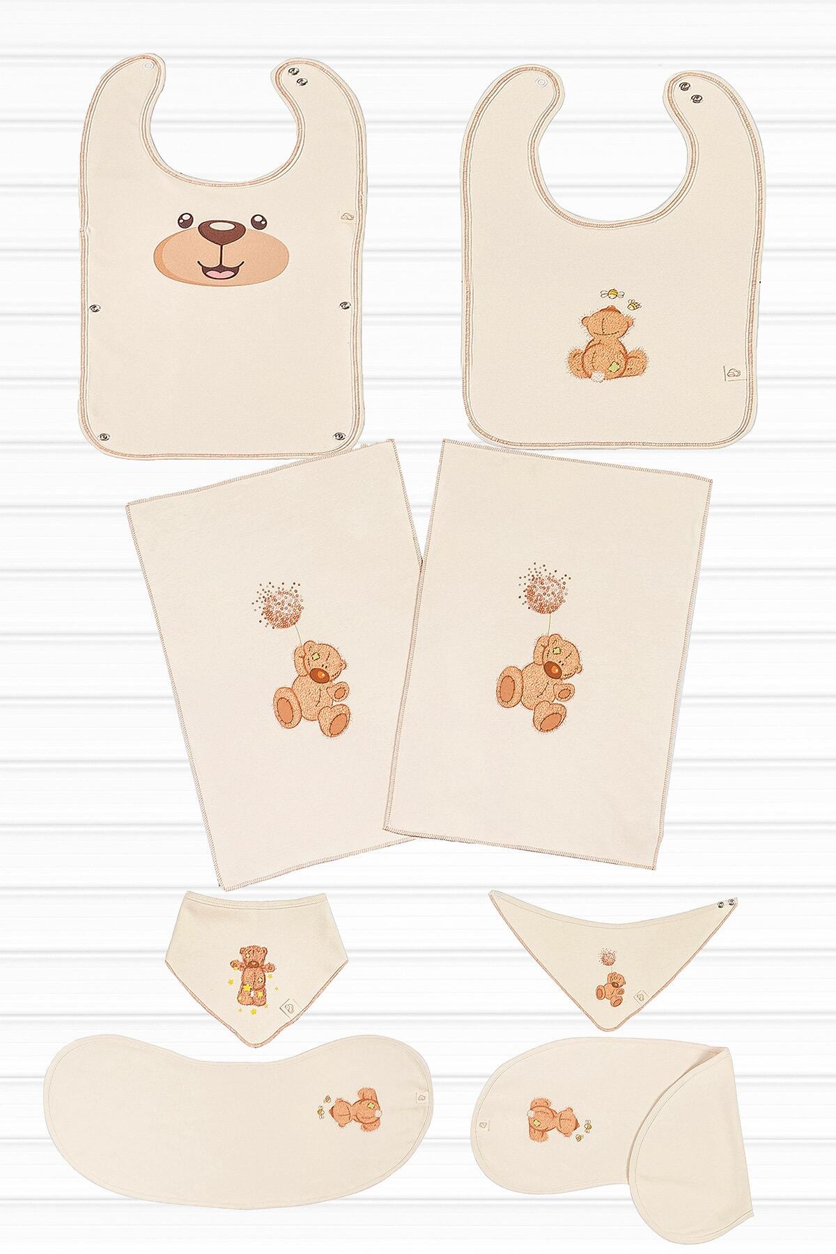 tinylamb Fluffy Bear 8 Parça Bebek Beslenme Seti 2 Yaşa Kadar Uygun Müslin Beslenme Takımı fotoğrafı 2 (önizleme)