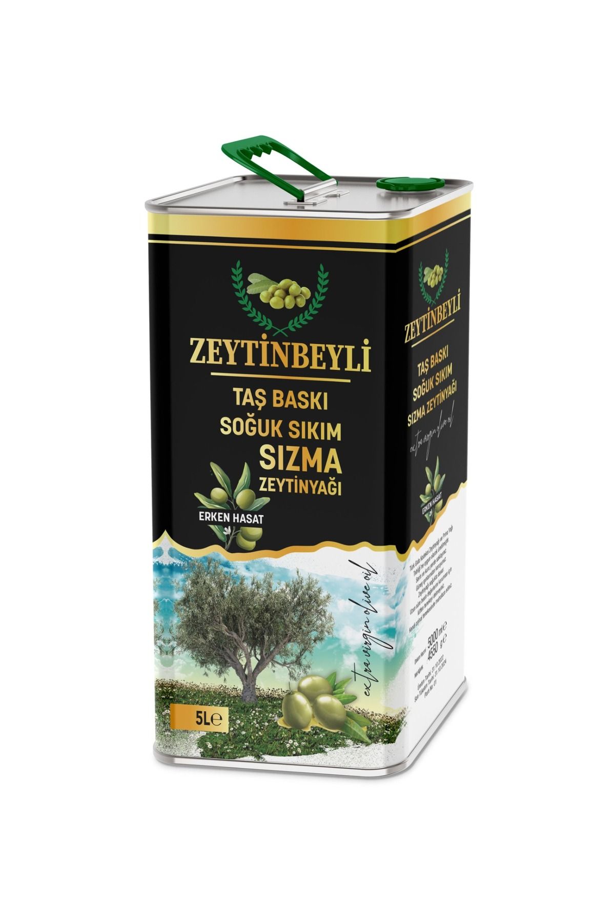 Zeytinbeyli Taşbaskı 5 Lt Taş Baskı Soğuk Sıkım Natürel Sızma Zeytinyağı