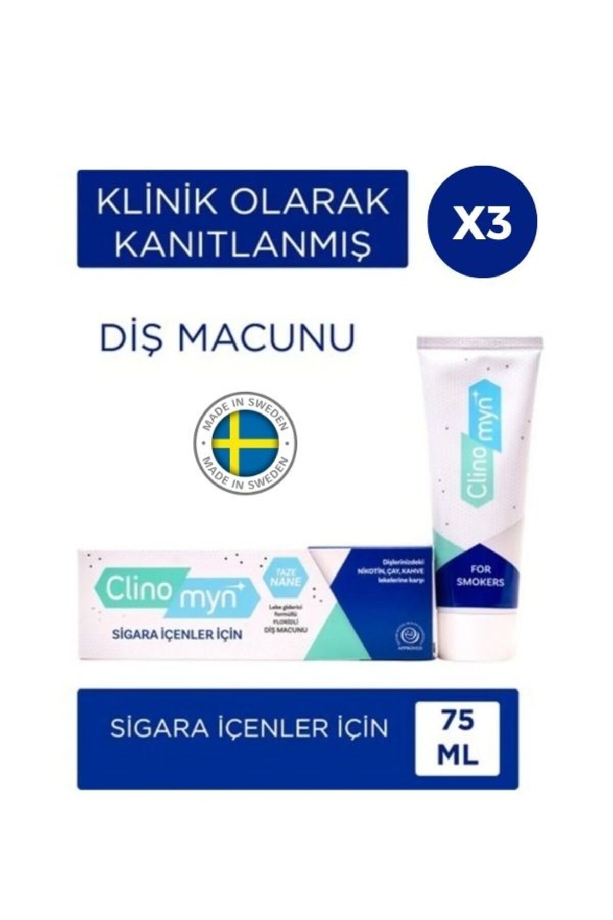 Clinomyn Sigara Içenler Için Smokers Diş Beyazlatan Leke Giderici Diş Macunu 75 ml 3'lü Set