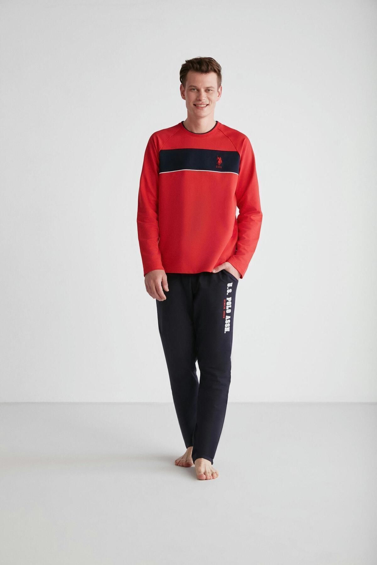 U.S. Polo Assn. - Erkek Kırmızı Yuvarlak Yaka Pijama Takımı 18721