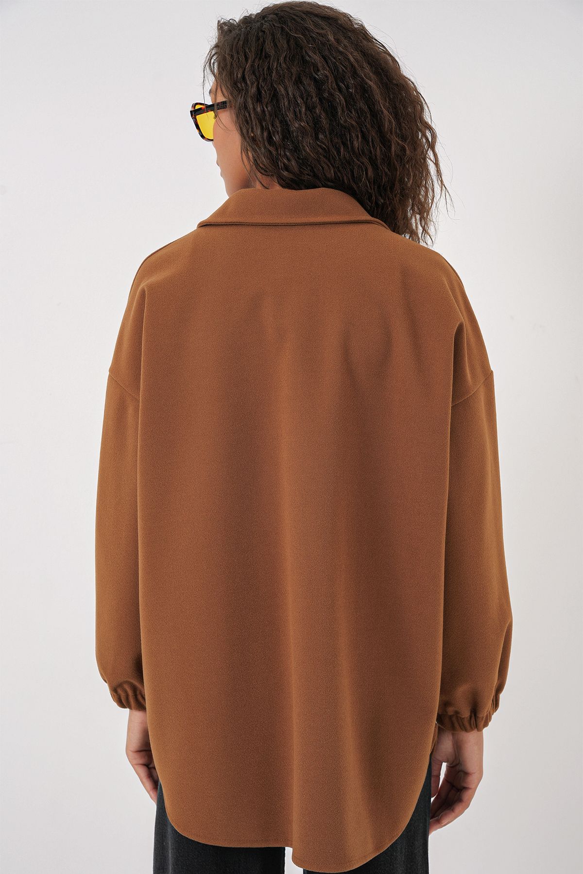 Bigdart-0674 Oversize Shirt with Pockets - Tan 7