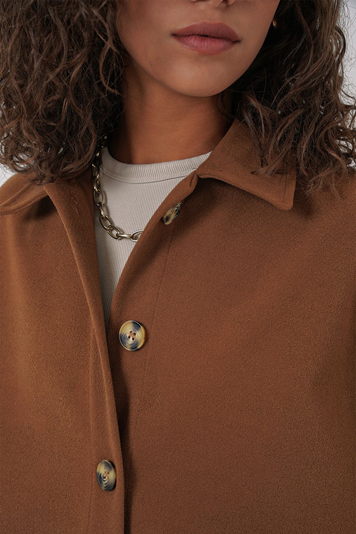 Bigdart-0674 Oversize Shirt with Pockets - Tan 6