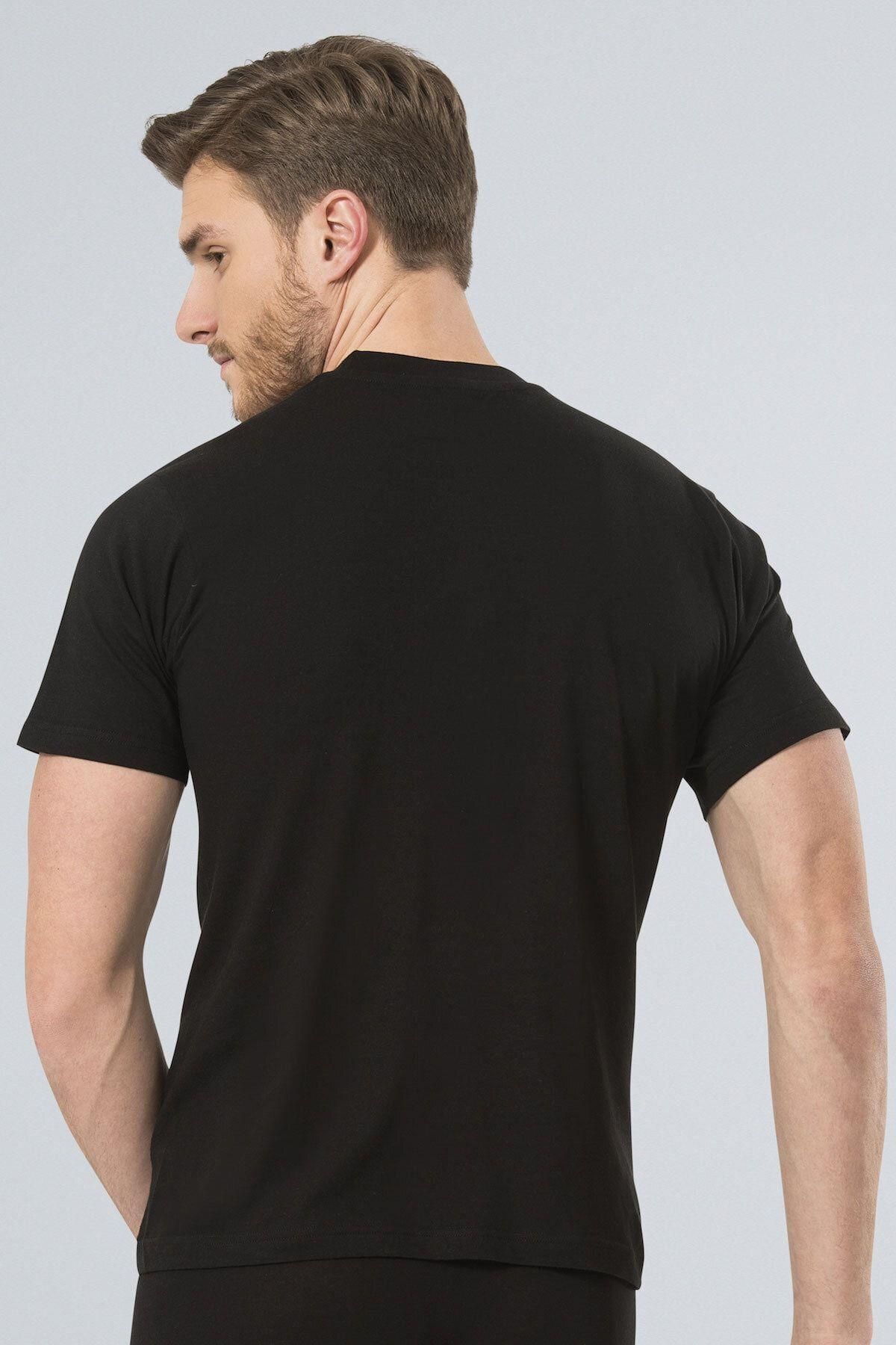TÜREN-102 Black 2-Piece Men's Ribbed O-Neck Undershirt 4