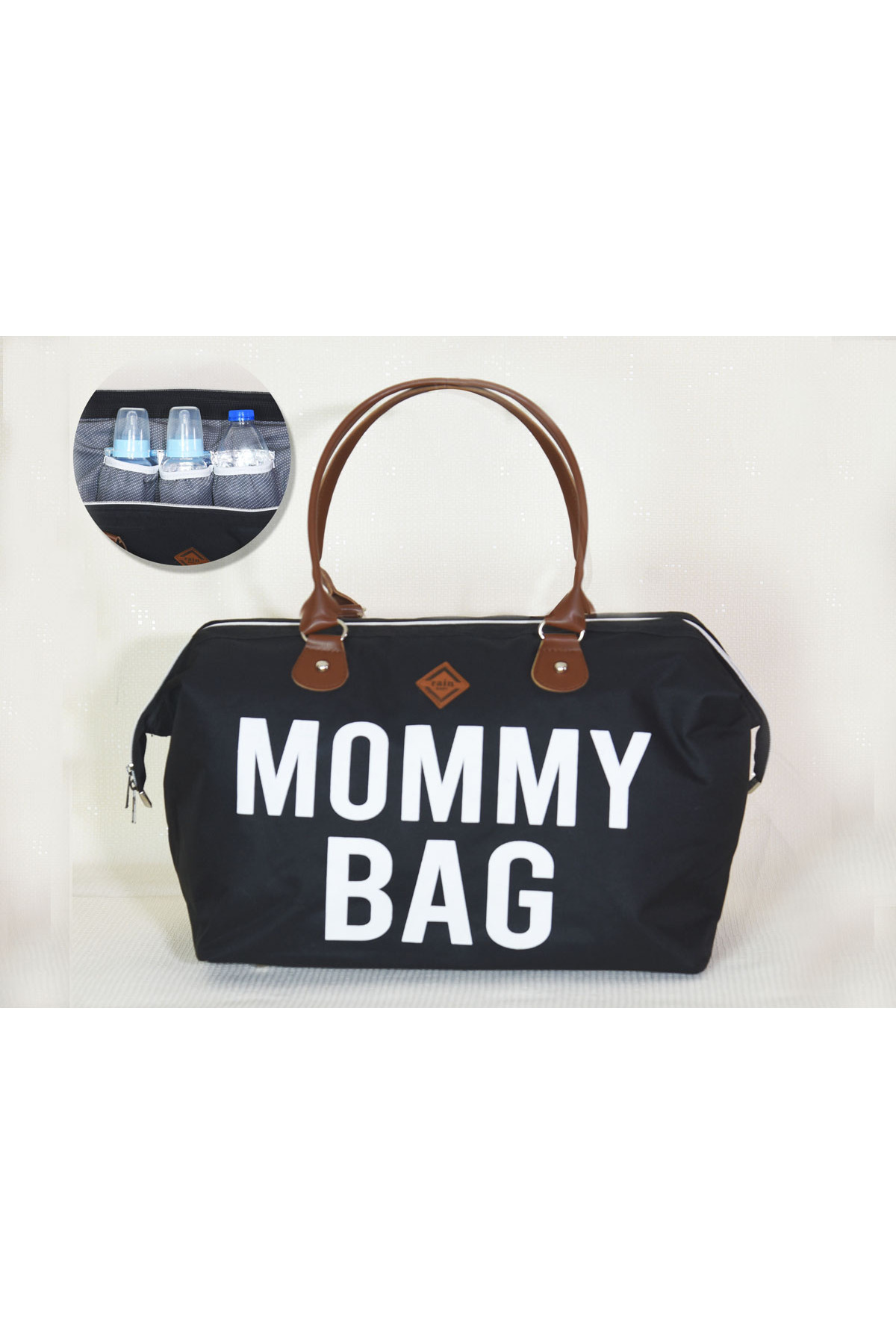 Rain Baby Mommy Bag Anne Bebek Bakım Çantası Su Geçirmez, Geniş Hacimli, Omuz ve El Taşıma Askılı fotoğrafı 3 (önizleme)