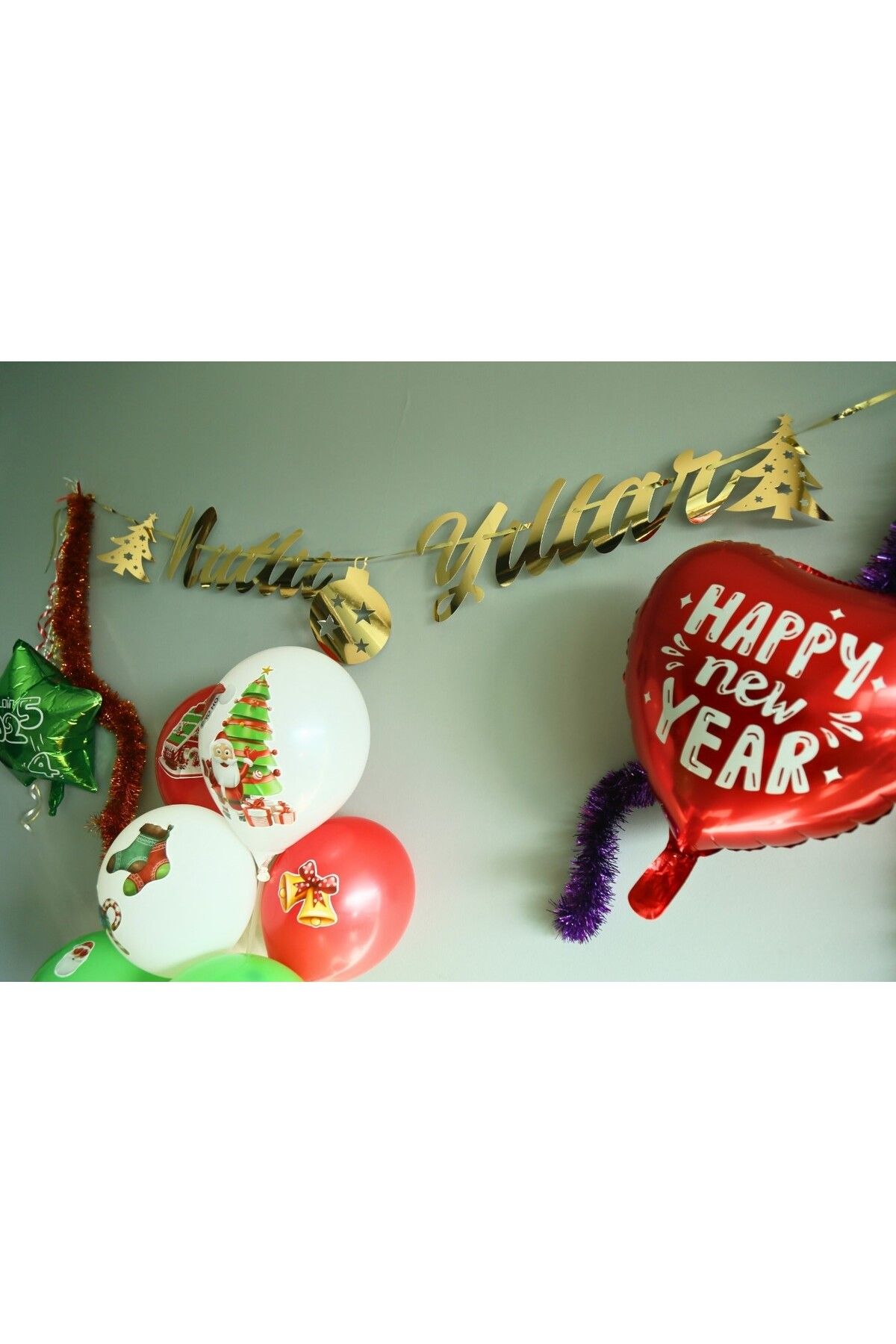 Organizasyon Pazarı-New Year's Party Ornament - Happy Birthday - Written Metallic Gold Banner Wall Ornament 4