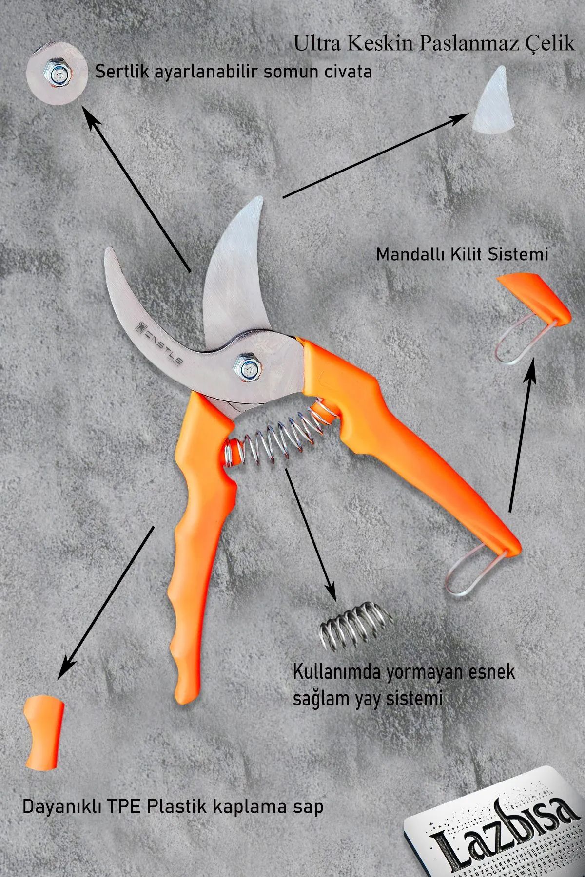 LAZBİSA-Lz-K2 Pruning Shears - Garden Tree Branch Trimming Vineyard Scissors 2