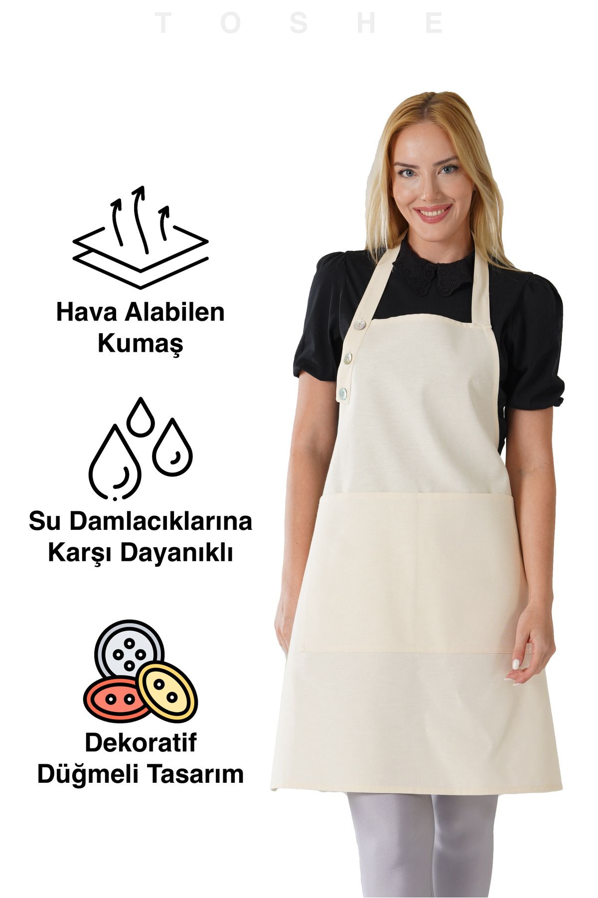 TOSHE-Kitchen Apron & Gloves - Beige - Cotton–Polyester 1